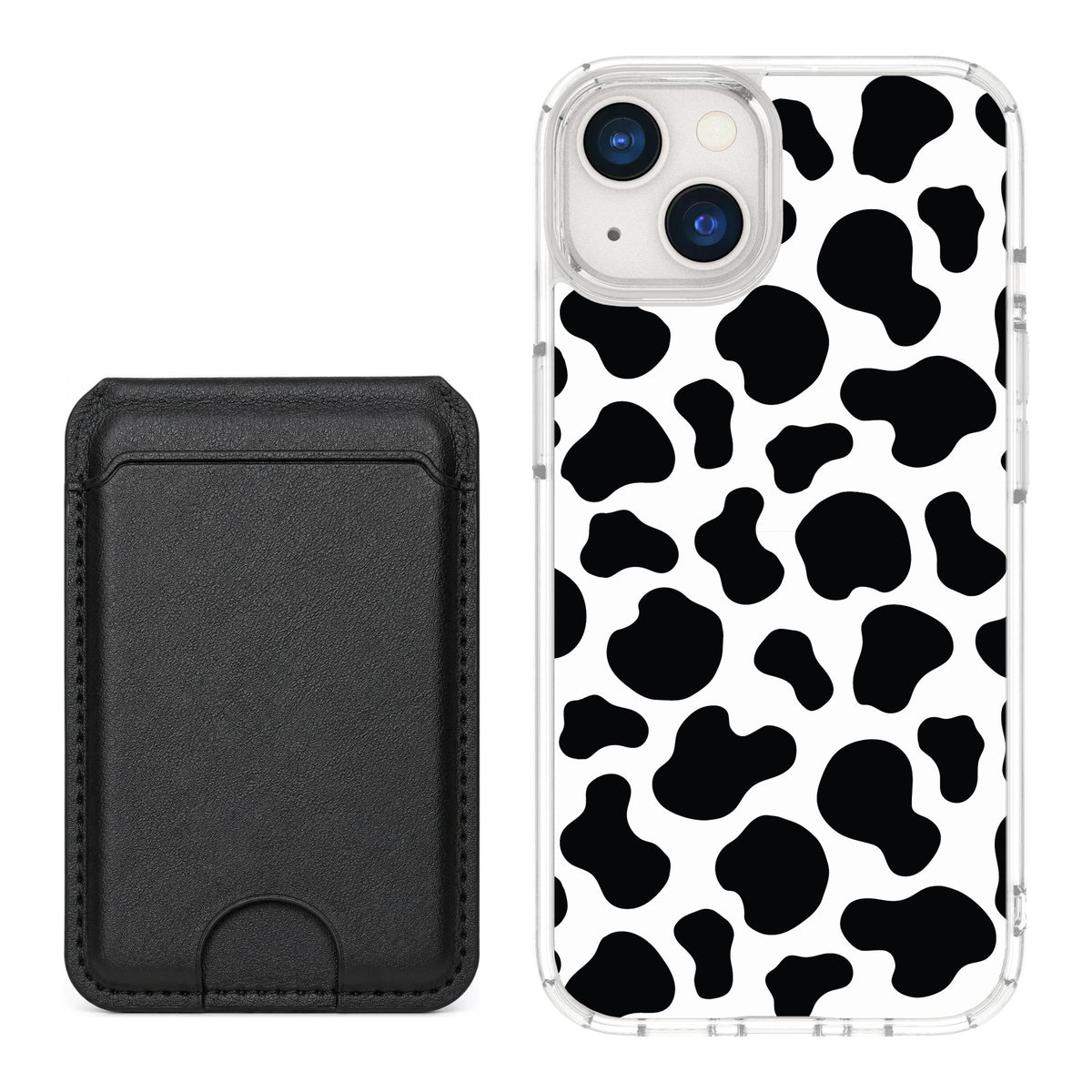 Scooch MagCase Cow Print for iPhone 13 — Black MagWallet Bundle