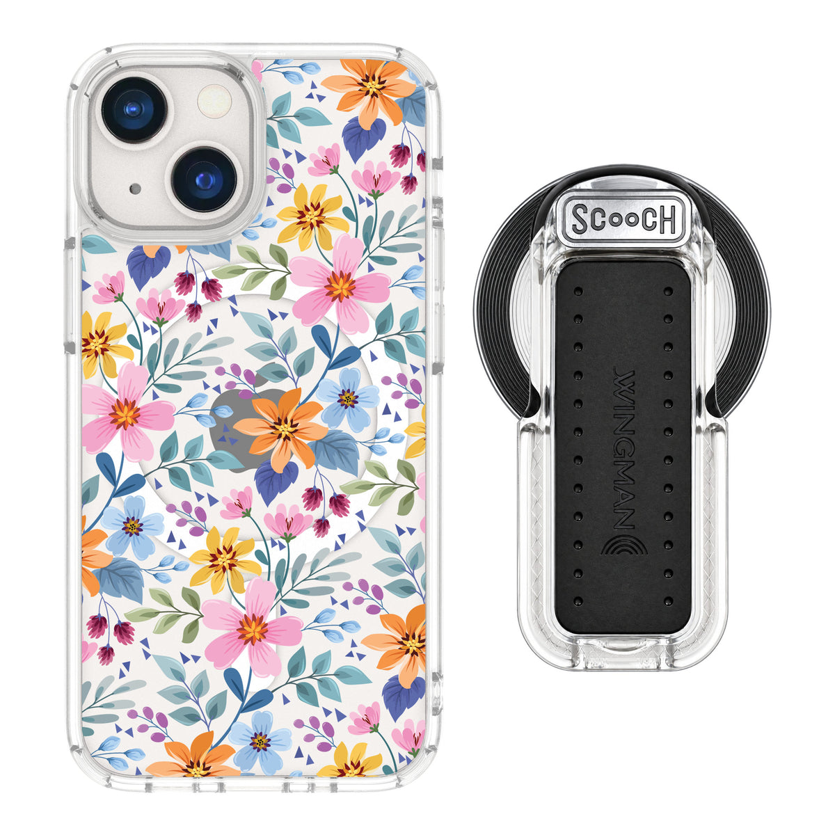 Scooch MagCase Full Bloom for iPhone 13 mini — MagSafe Wingback Bundle - Clear