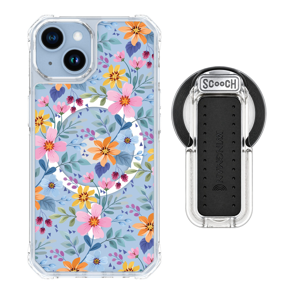 Scooch MagCase Full Bloom for iPhone 14 — MagSafe Wingback Bundle - Clear