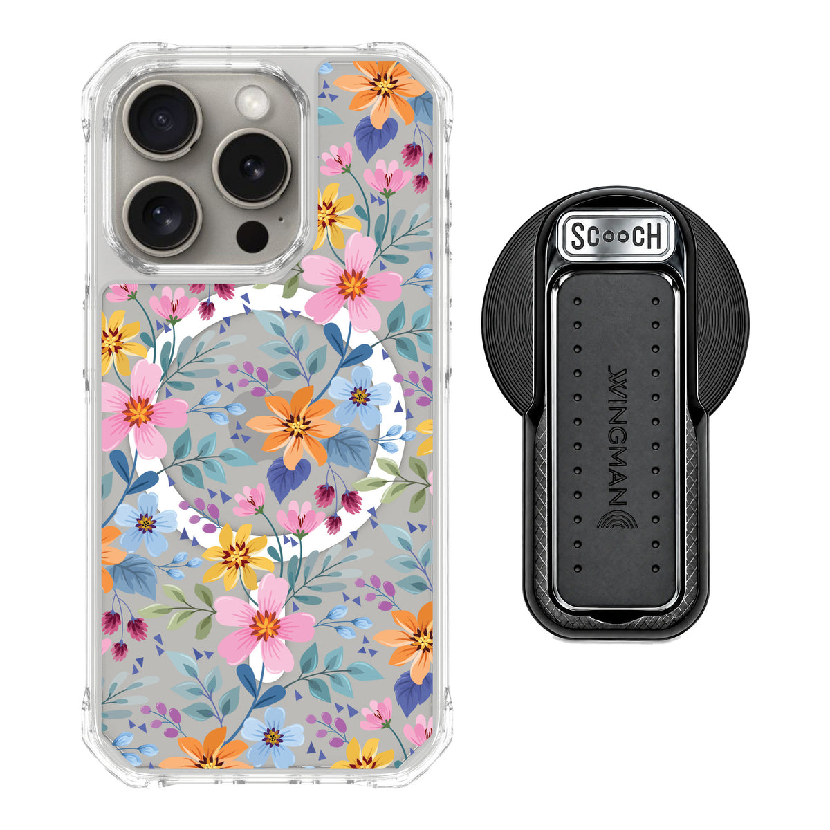 Scooch MagCase Full Bloom for iPhone 15 Pro — MagSafe Wingback Bundle - Black