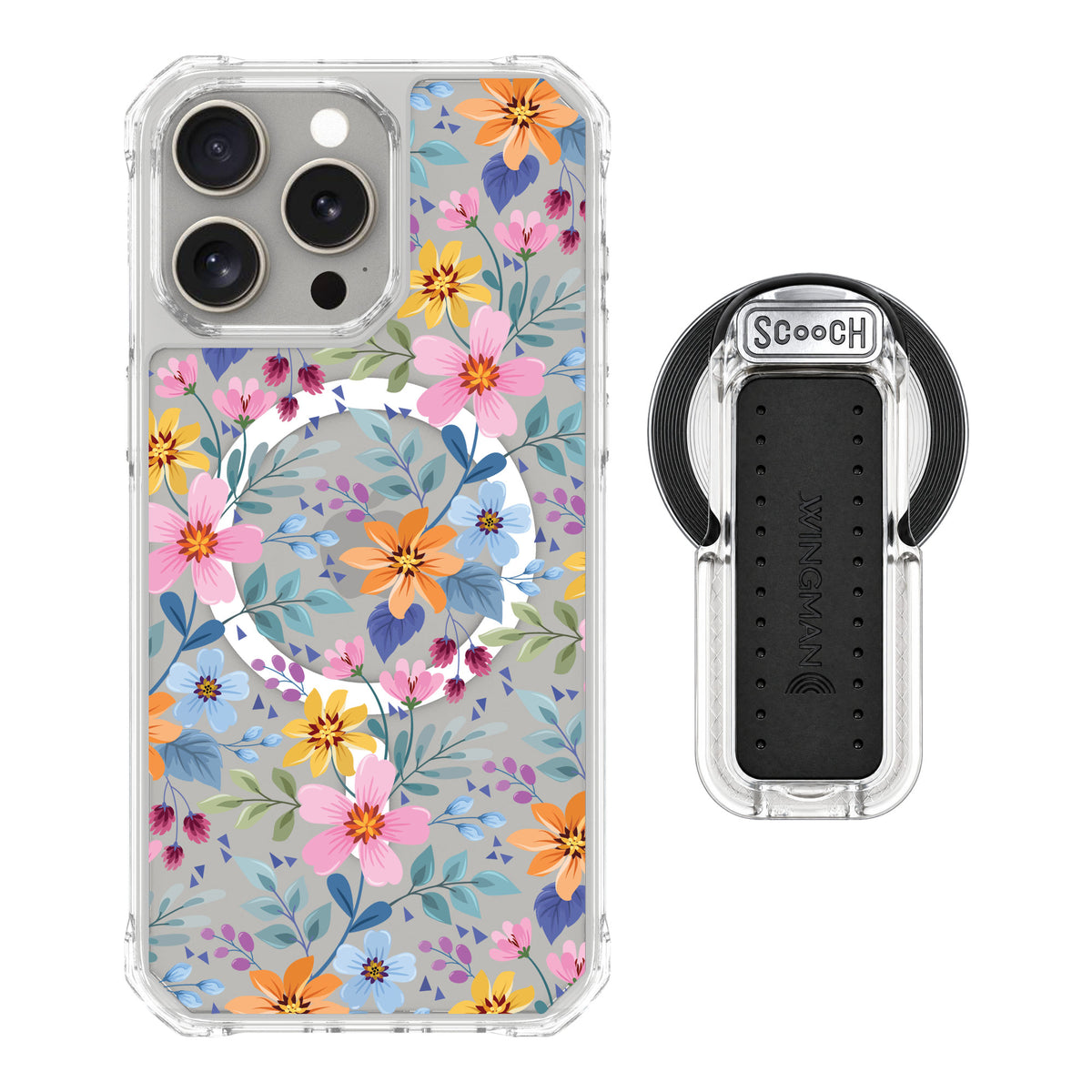 Scooch MagCase Full Bloom for iPhone 15 Pro Max — MagSafe Wingback Bundle - Clear