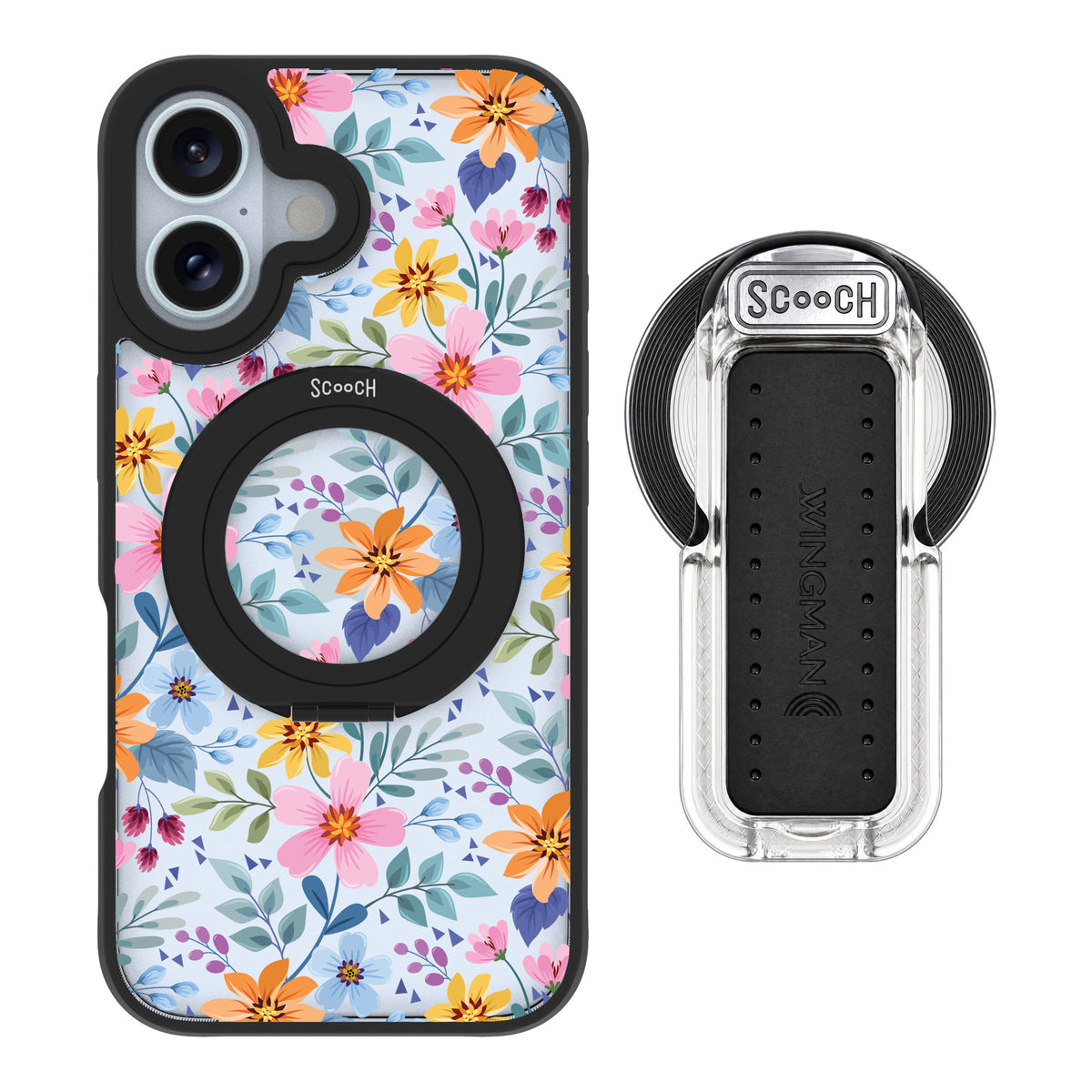 Scooch MagCase Full Bloom for iPhone 16 — MagSafe Wingback Bundle - Clear
