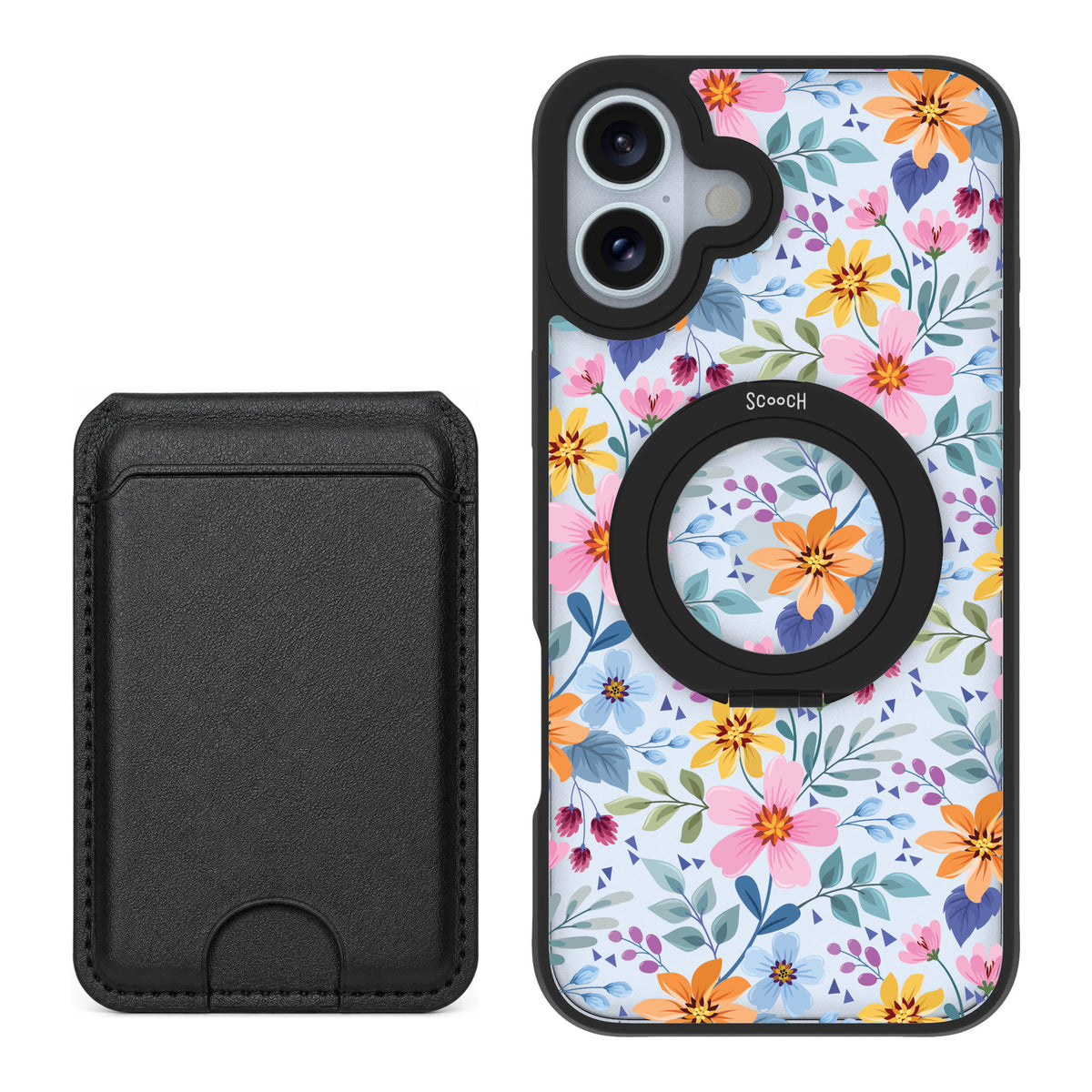 Scooch MagCase Full Bloom for iPhone 16 Plus — Black MagWallet Bundle
