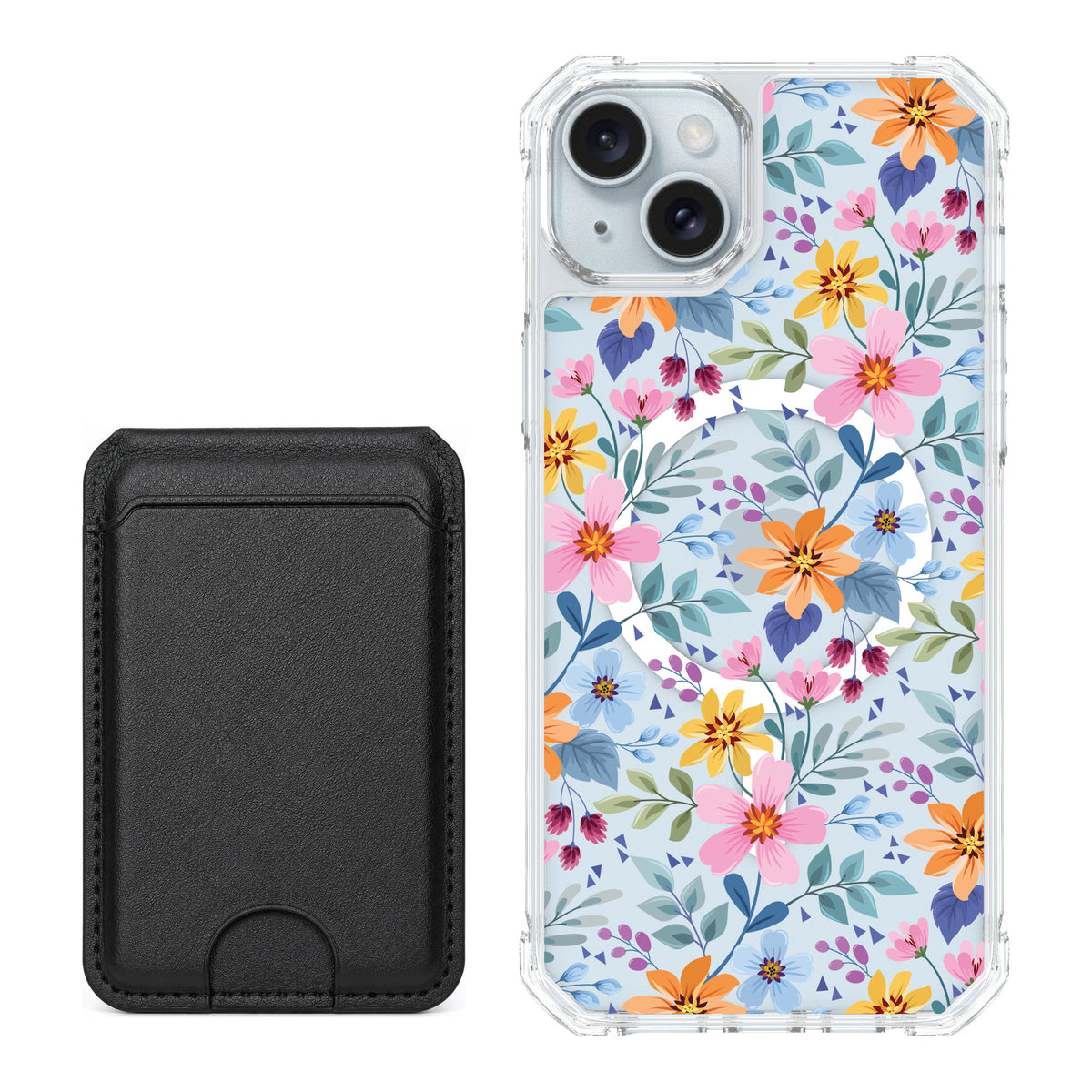 Scooch MagCase Full Bloom for iPhone 15 Plus — Black MagWallet Bundle