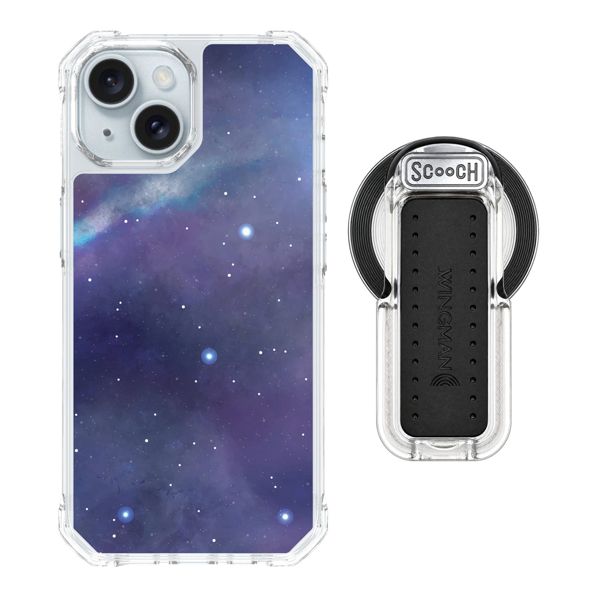 Scooch MagCase Galaxy for iPhone 15 — MagSafe Wingback Bundle - Clear