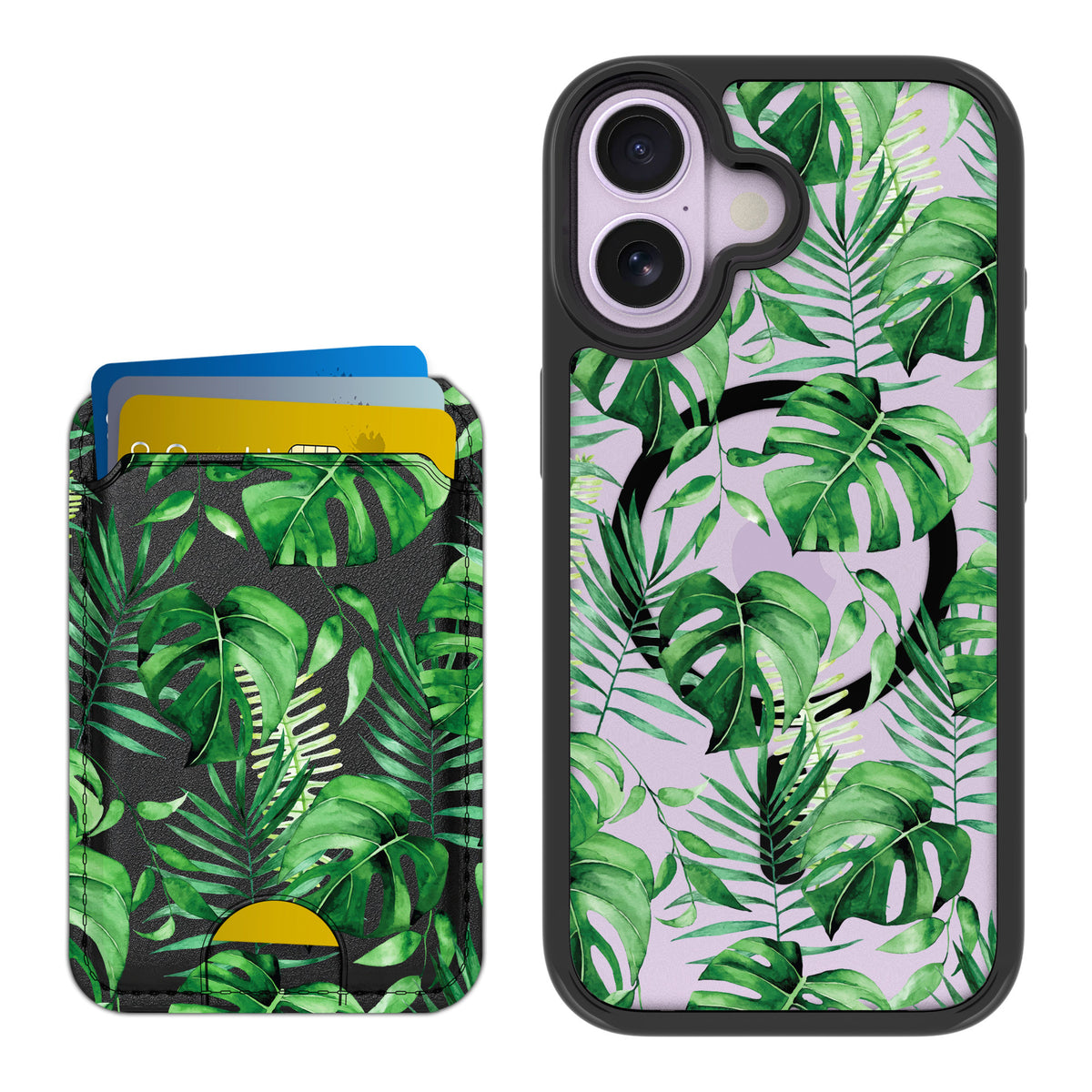 Scooch MagCase Monstera for iPhone 17 — Matching MagWallet Bundle
