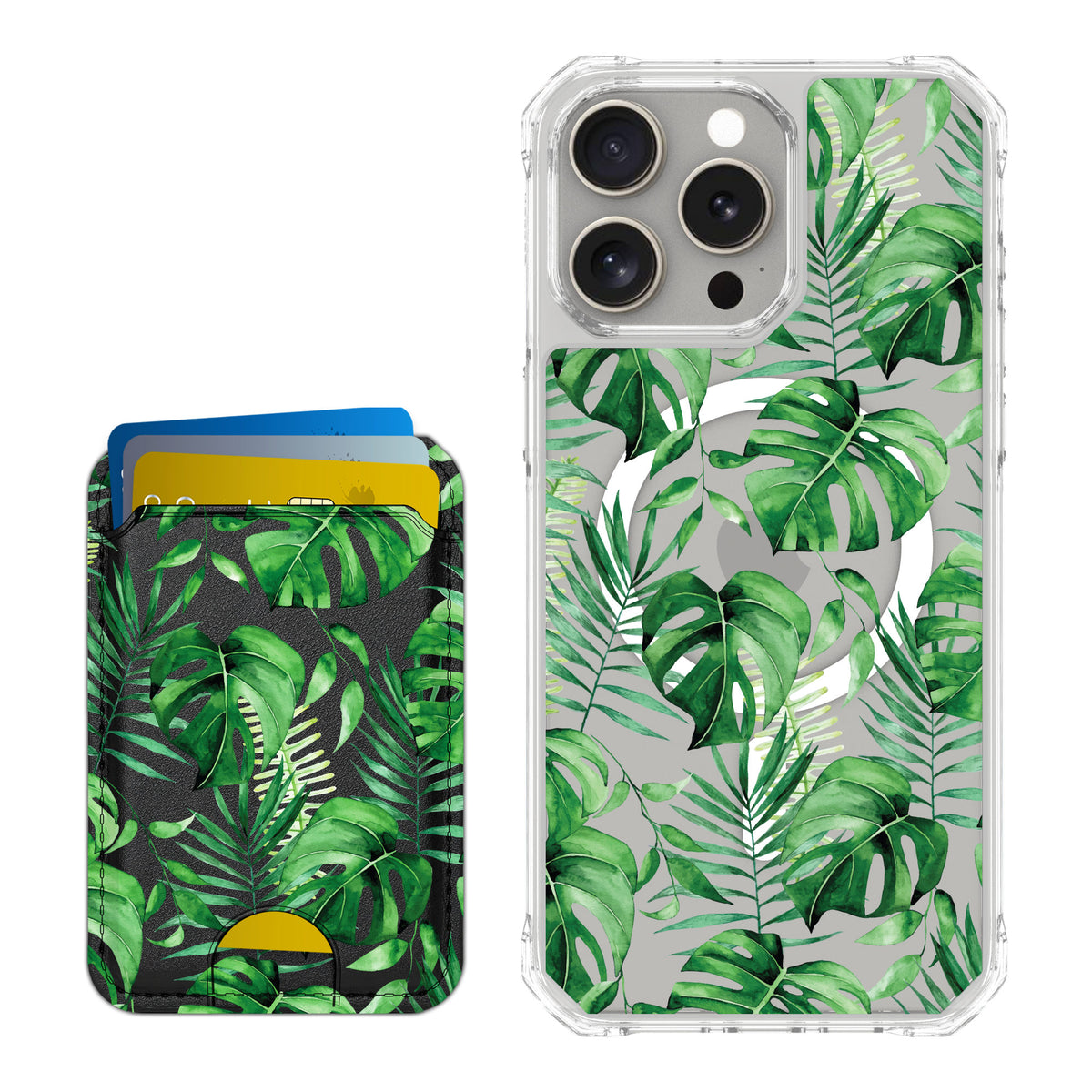 Scooch MagCase Monstera for iPhone 15 Pro Max — Matching MagWallet Bundle