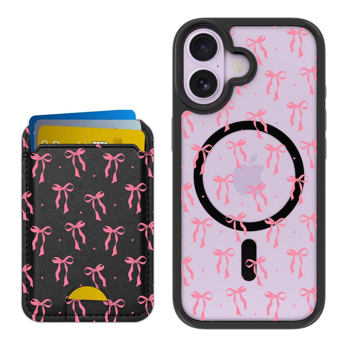 Scooch MagCase Pink Bows for iPhone 17 — Matching MagWallet Bundle