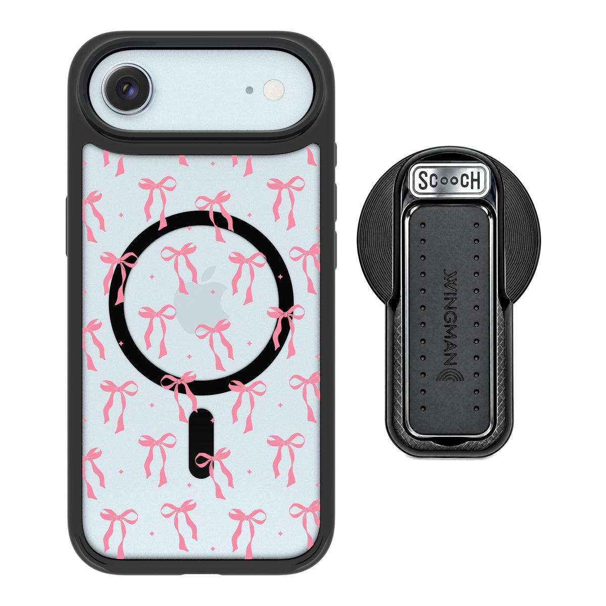 Scooch MagCase Pink Bows for iPhone Air — MagSafe Wingback Bundle - Black