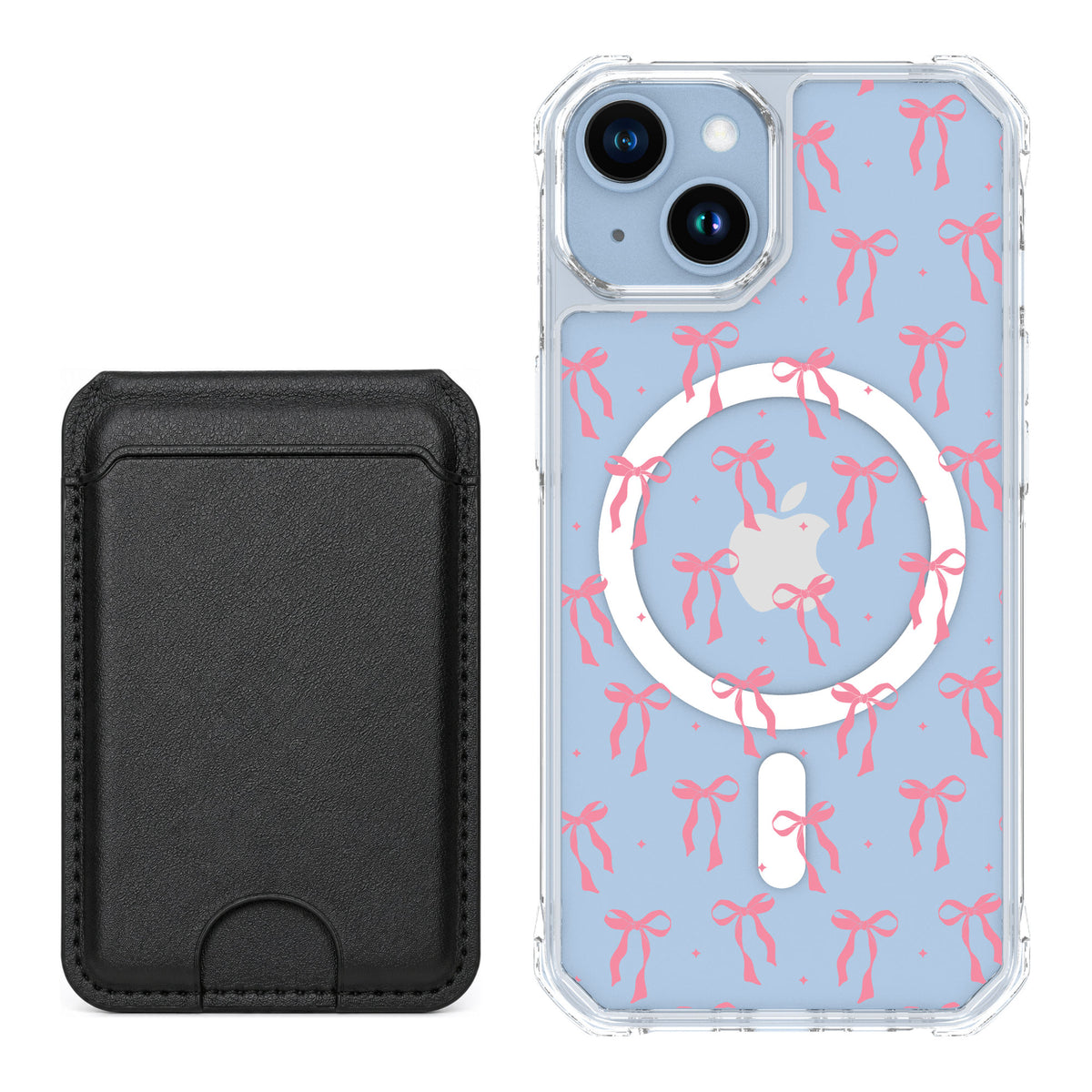 Scooch MagCase Pink Bows for iPhone 14 — Black MagWallet Bundle