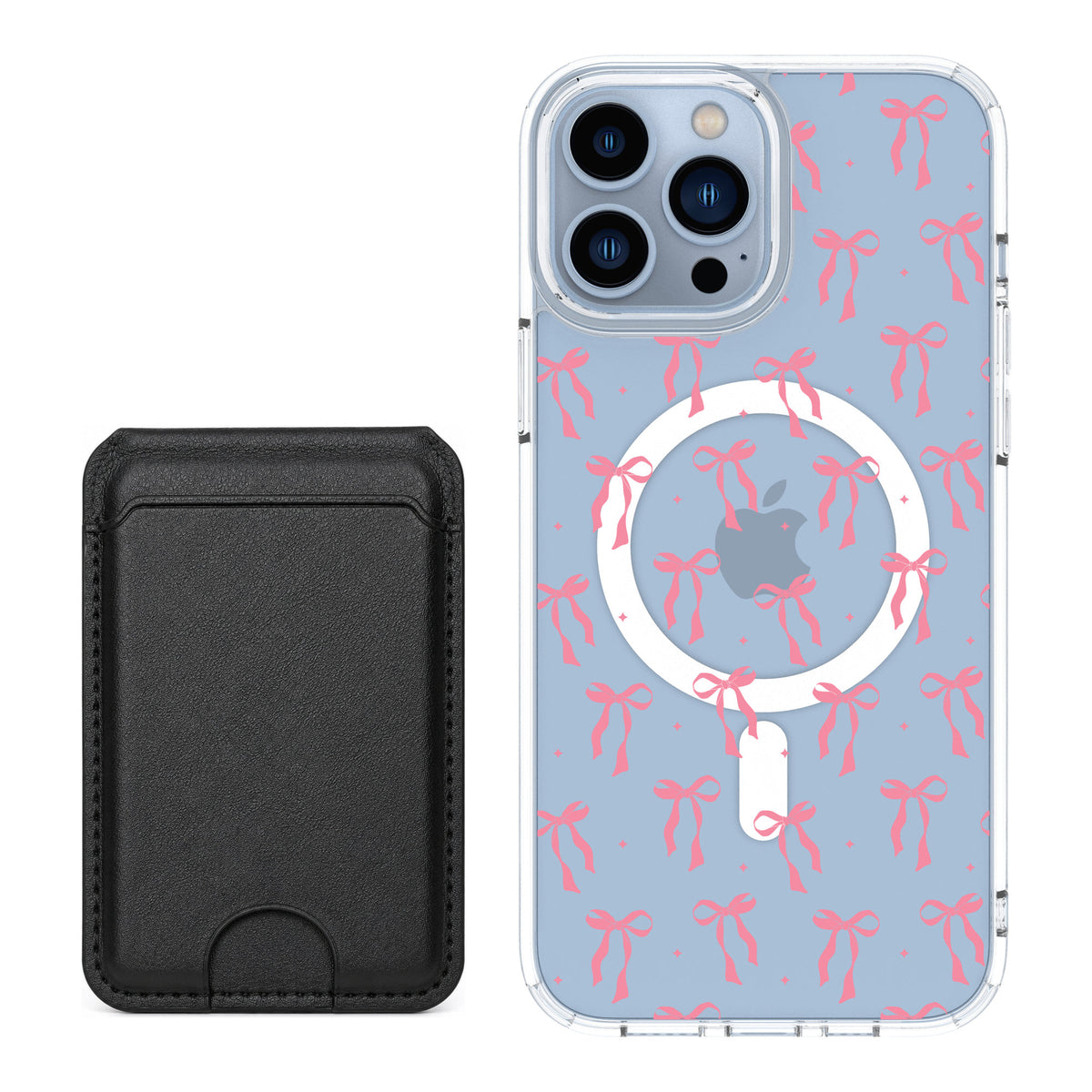 Scooch MagCase Pink Bows for iPhone 13 Pro Max — Black MagWallet Bundle
