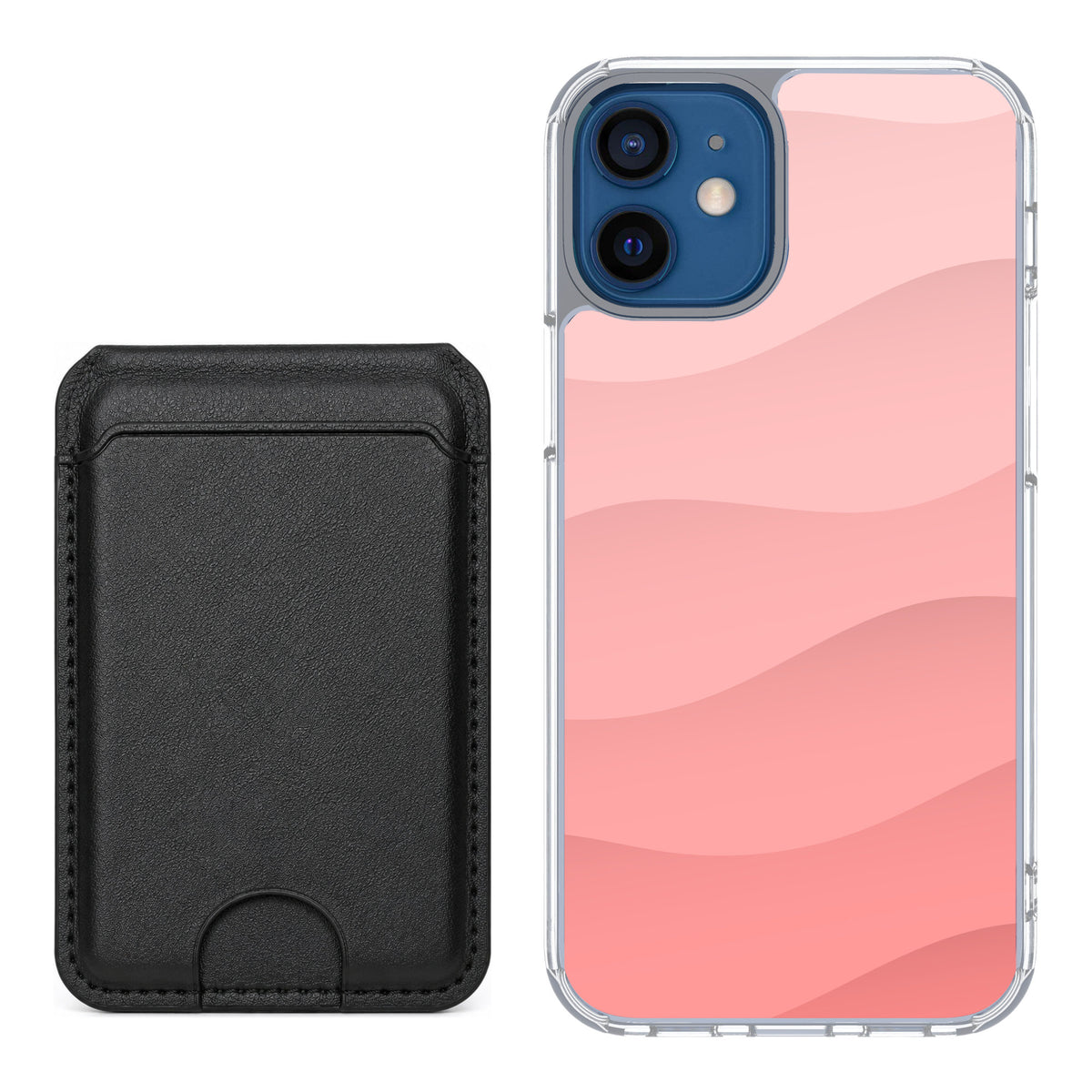 Scooch MagCase Pink Waves for iPhone 12 mini — Black MagWallet Bundle