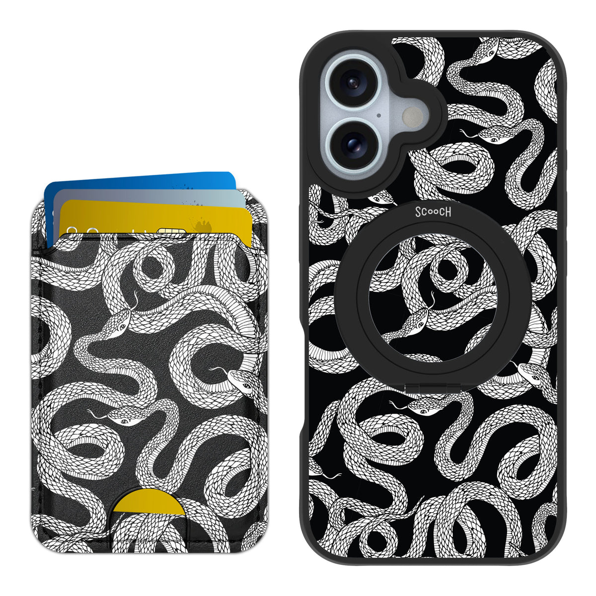 Scooch MagCase Snakes for iPhone 16 — Matching MagWallet Bundle