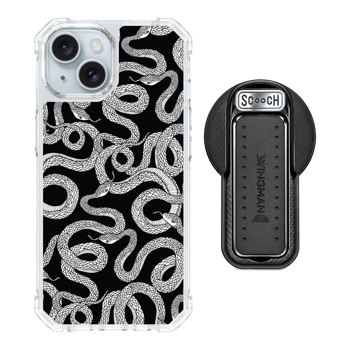 Scooch MagCase Snakes for iPhone 15 — MagSafe Wingback Bundle - Black