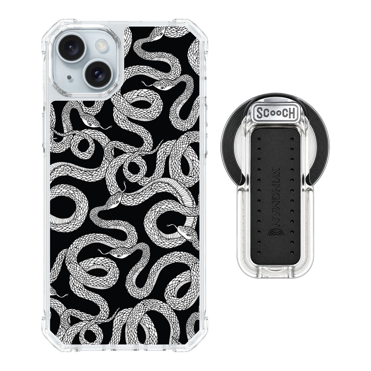 Scooch MagCase Snakes for iPhone 14 Plus — MagSafe Wingback Bundle - Clear