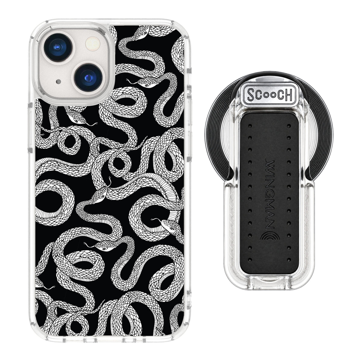 Scooch MagCase Snakes for iPhone 13 mini — MagSafe Wingback Bundle - Clear