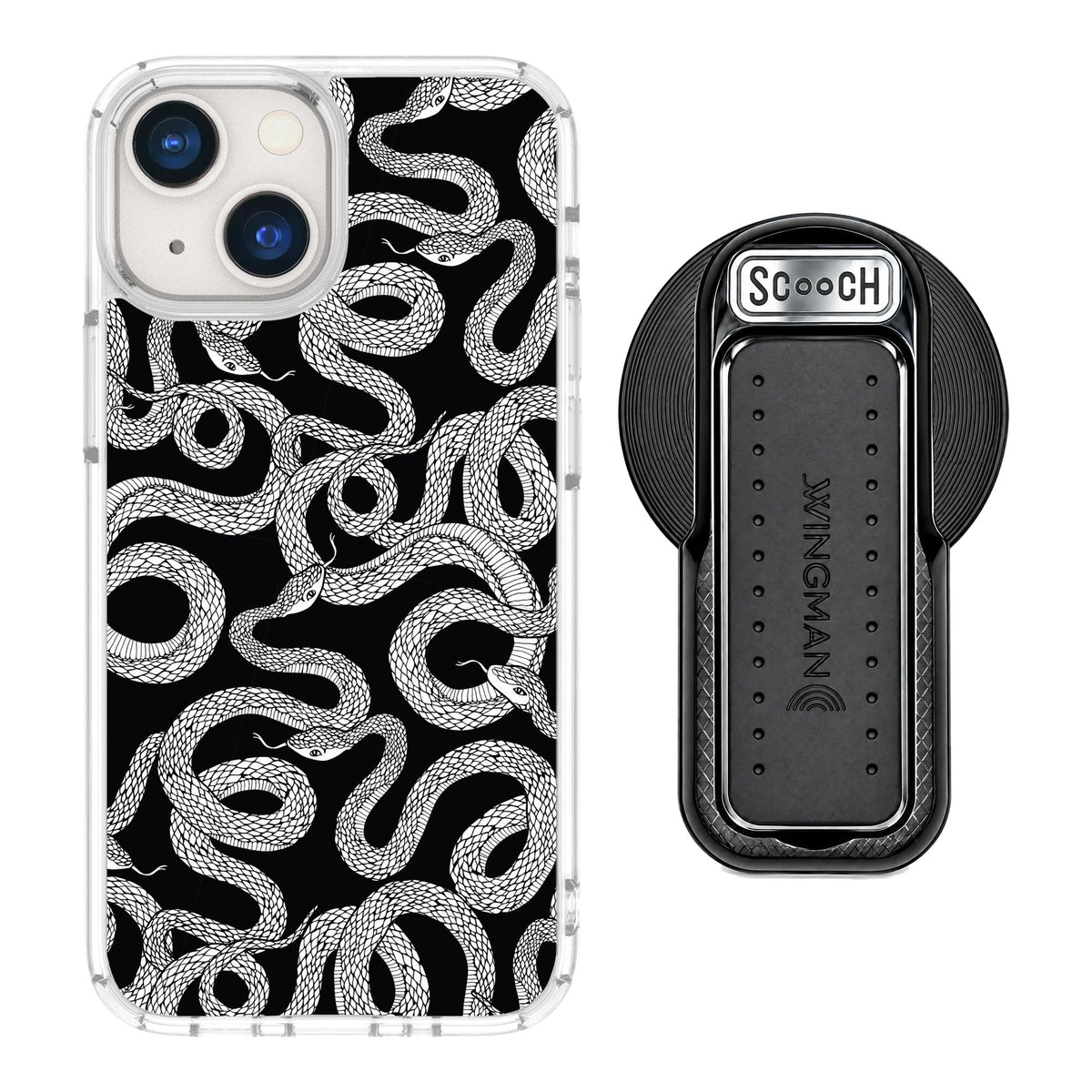 Scooch MagCase Snakes for iPhone 13 mini — MagSafe Wingback Bundle - Black