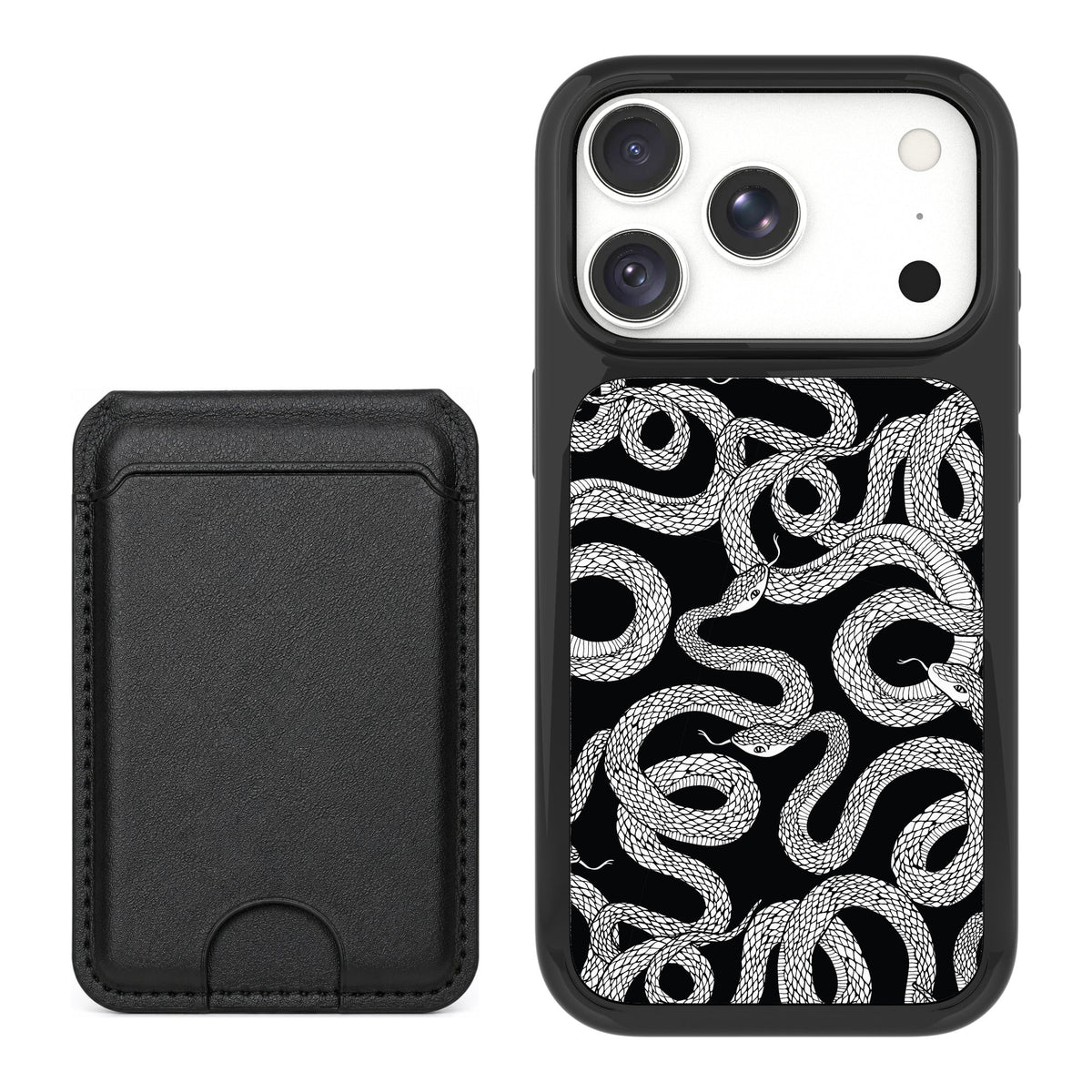Scooch MagCase Snakes for iPhone 18 Pro — Black MagWallet Bundle