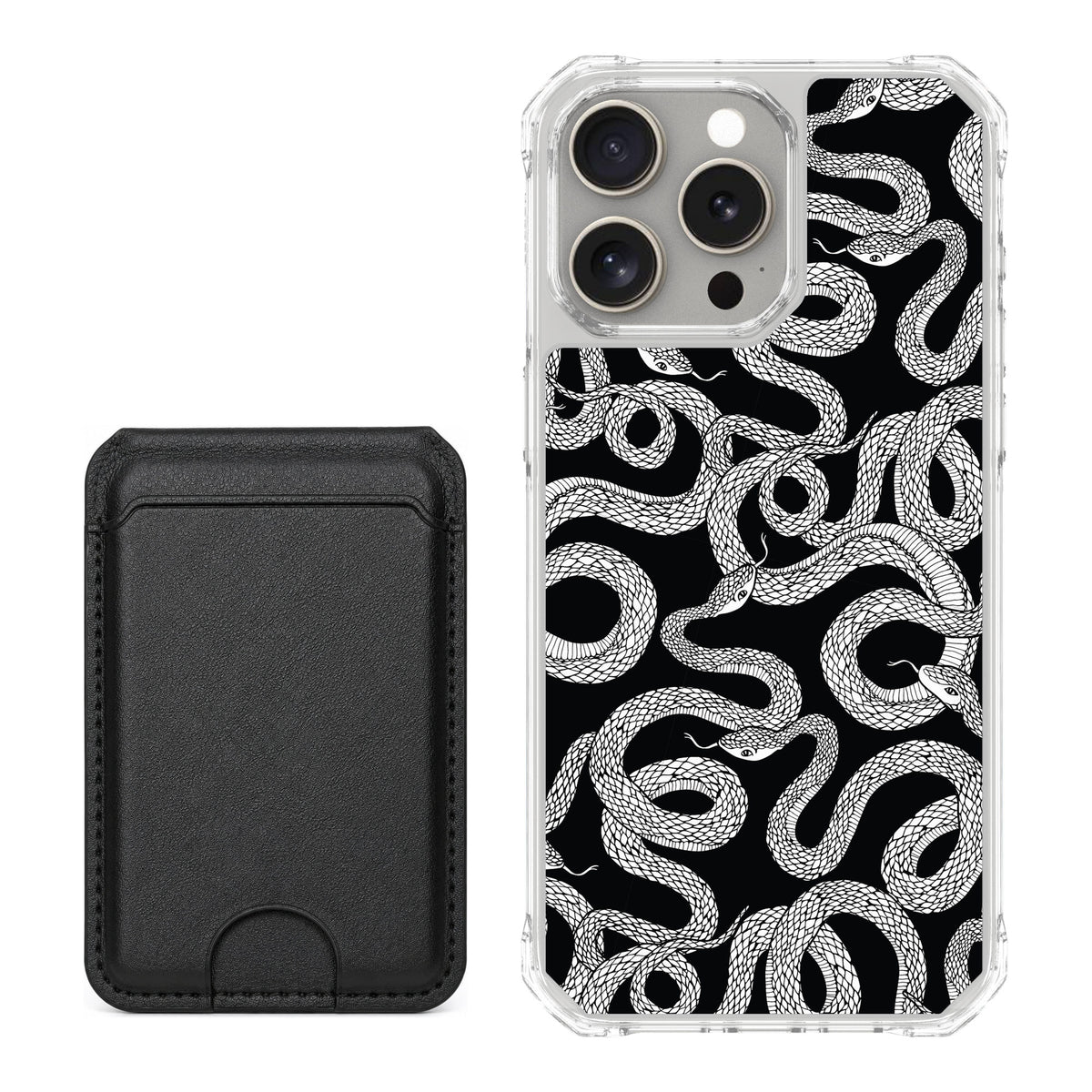 Scooch MagCase Snakes for iPhone 15 Pro Max — Black MagWallet Bundle