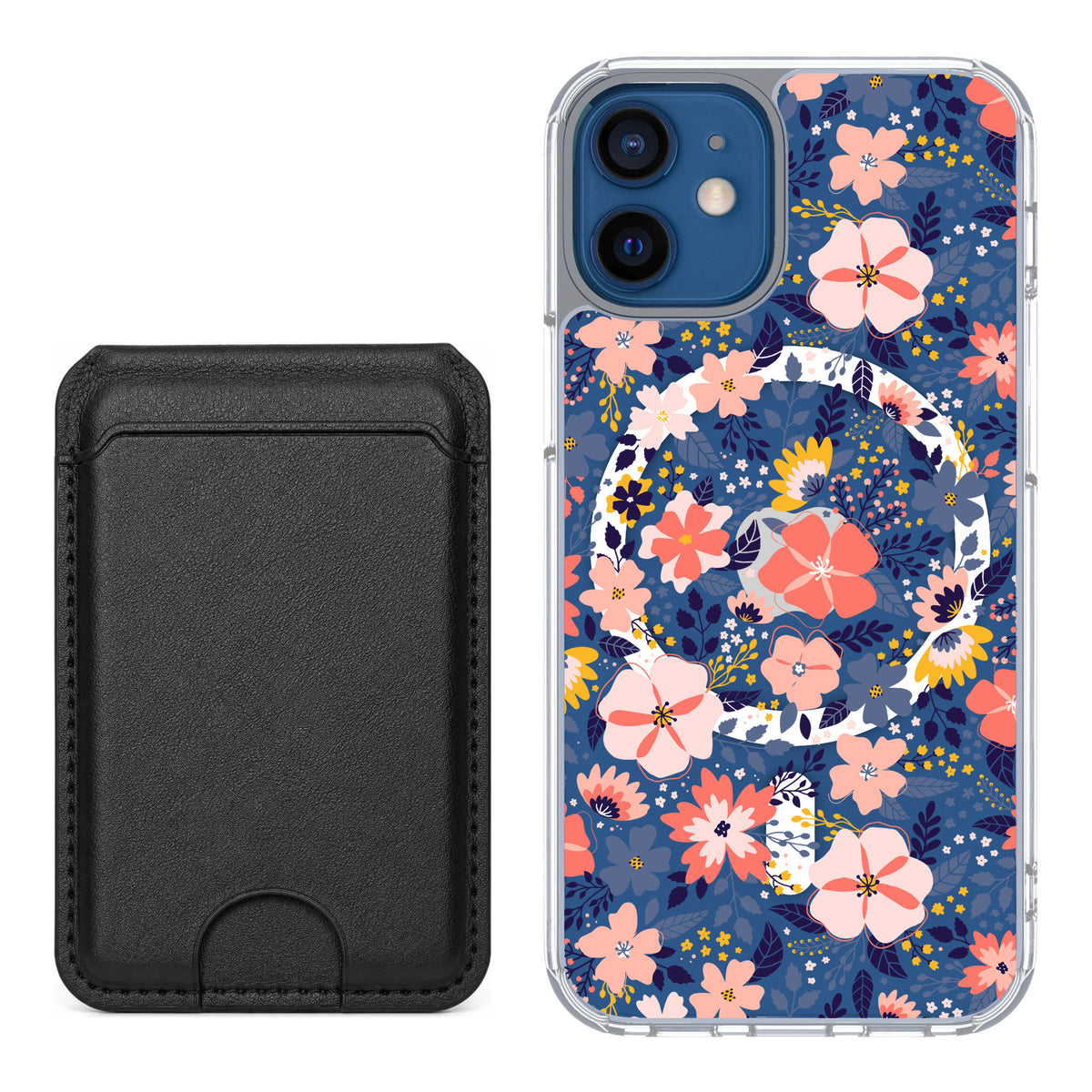 Scooch MagCase Wildflowers for iPhone 12 mini — Black MagWallet Bundle