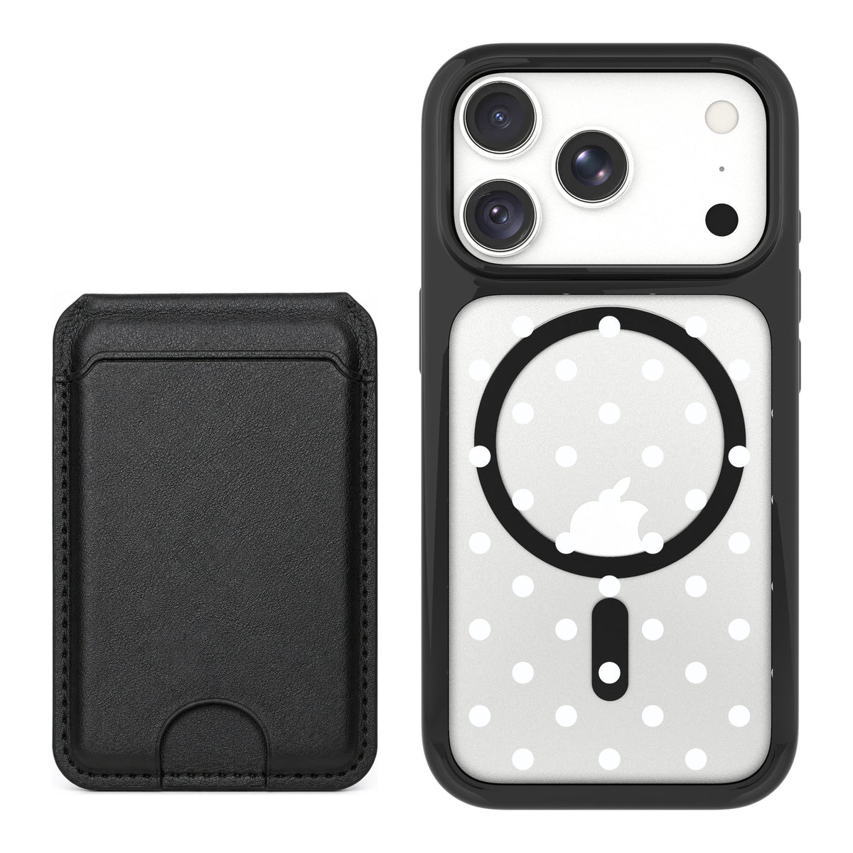 Scooch MagCase Polka Dots for iPhone 18 Pro Max — Black MagWallet Bundle