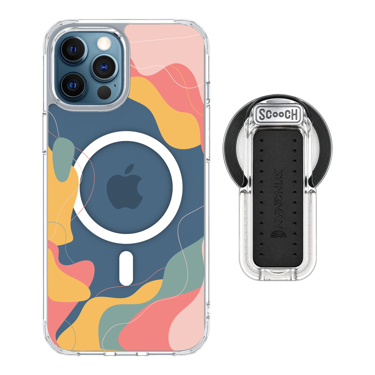 Scooch MagCase Abstract Pastel for iPhone 12 Pro — MagSafe Wingback Bundle - Clear