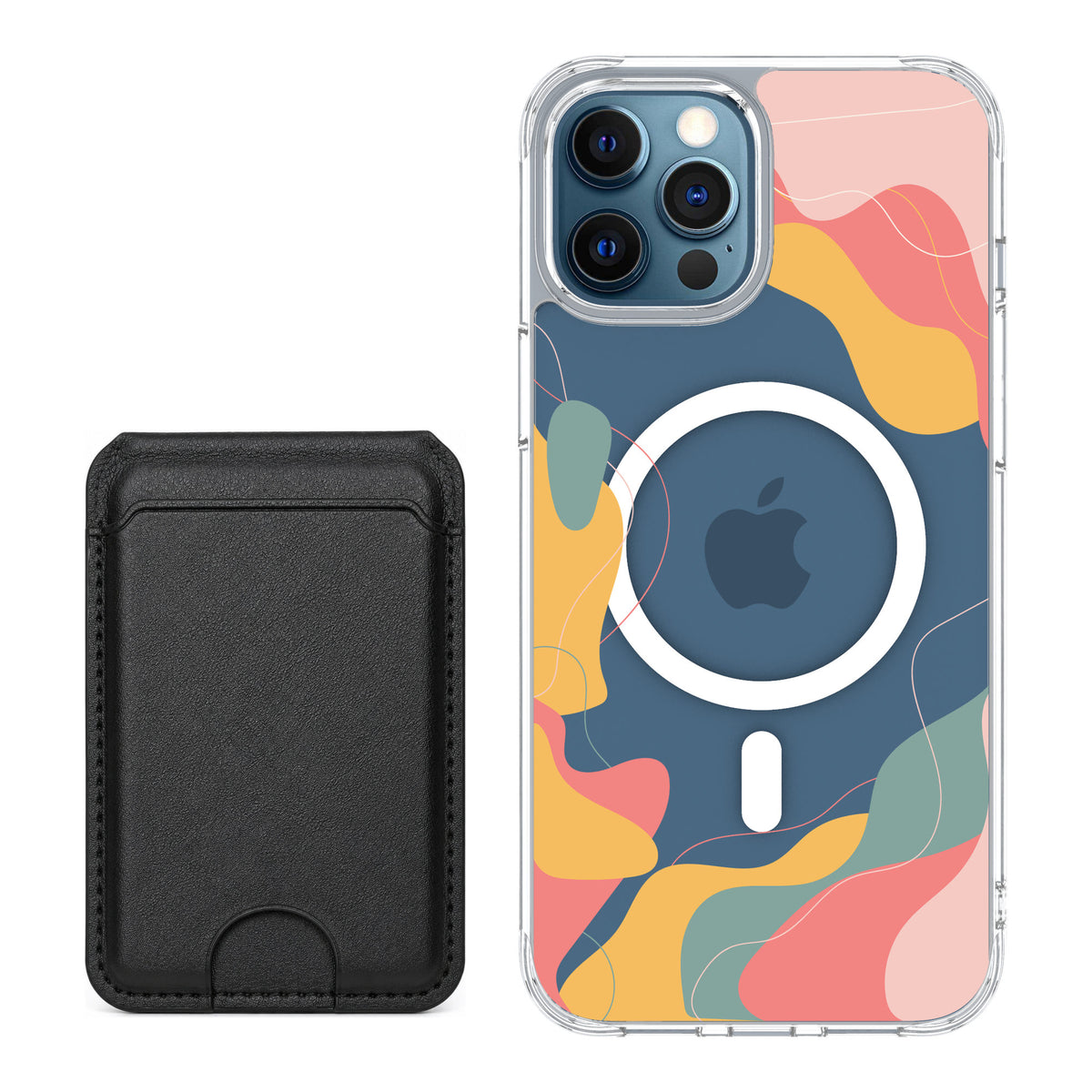 Scooch MagCase Abstract Pastel for iPhone 12 Pro Max — Black MagWallet Bundle