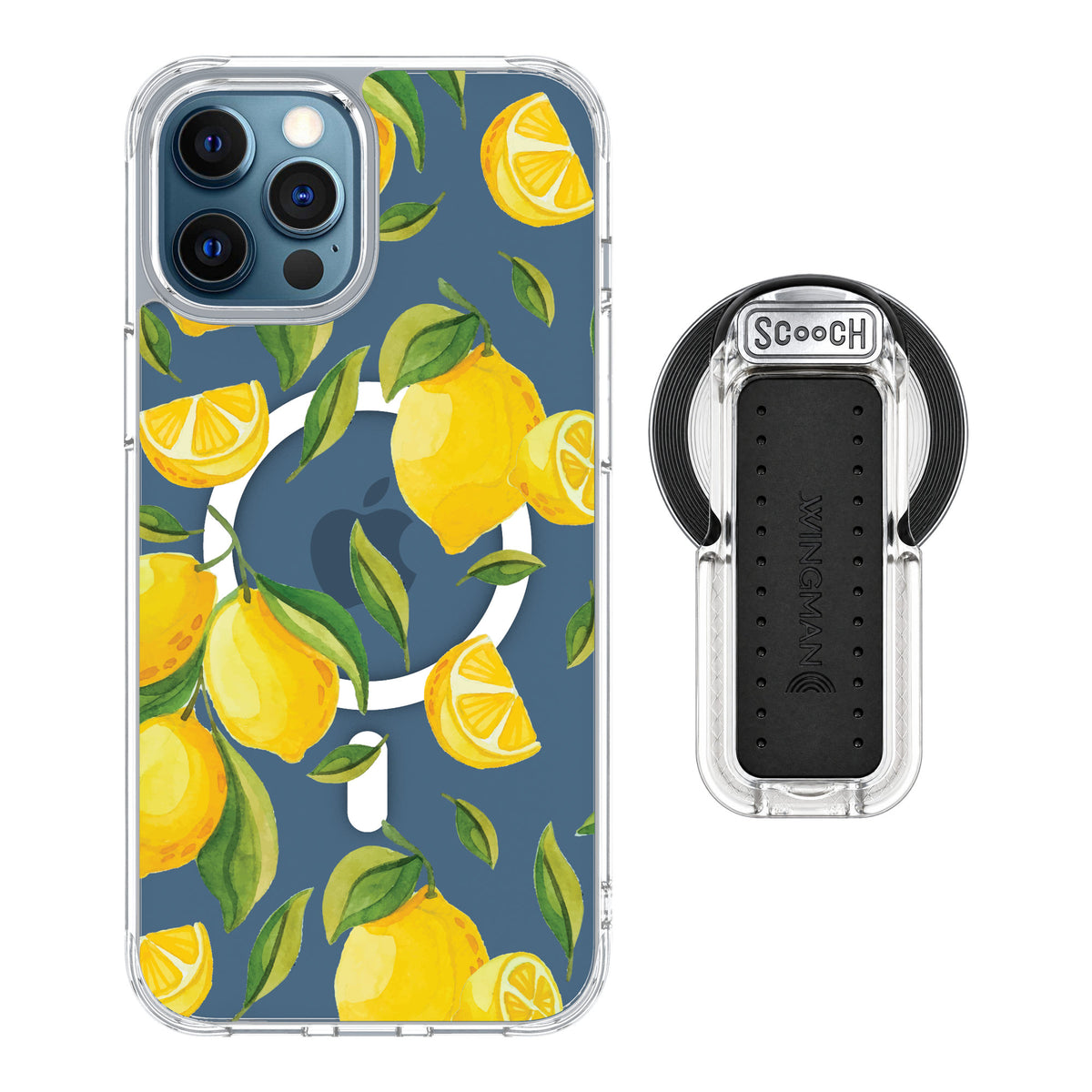 Scooch MagCase Amalfi Lemons for iPhone 12 Pro — MagSafe Wingback Bundle - Clear