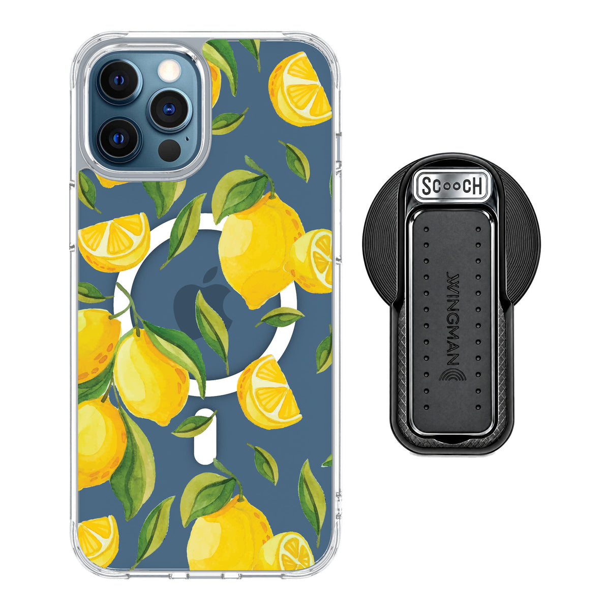 Scooch MagCase Amalfi Lemons for iPhone 12 Pro — MagSafe Wingback Bundle - Black