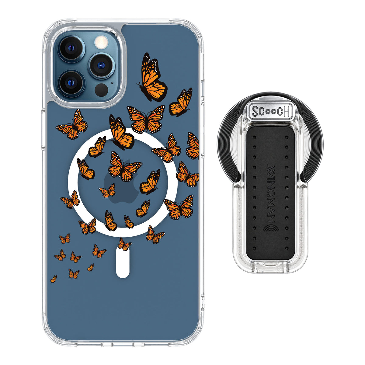 Scooch MagCase Monarch Flight for iPhone 12 Pro — MagSafe Wingback Bundle - Clear