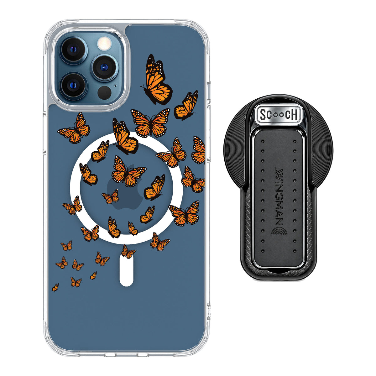 Scooch MagCase Monarch Flight for iPhone 12 Pro — MagSafe Wingback Bundle - Black