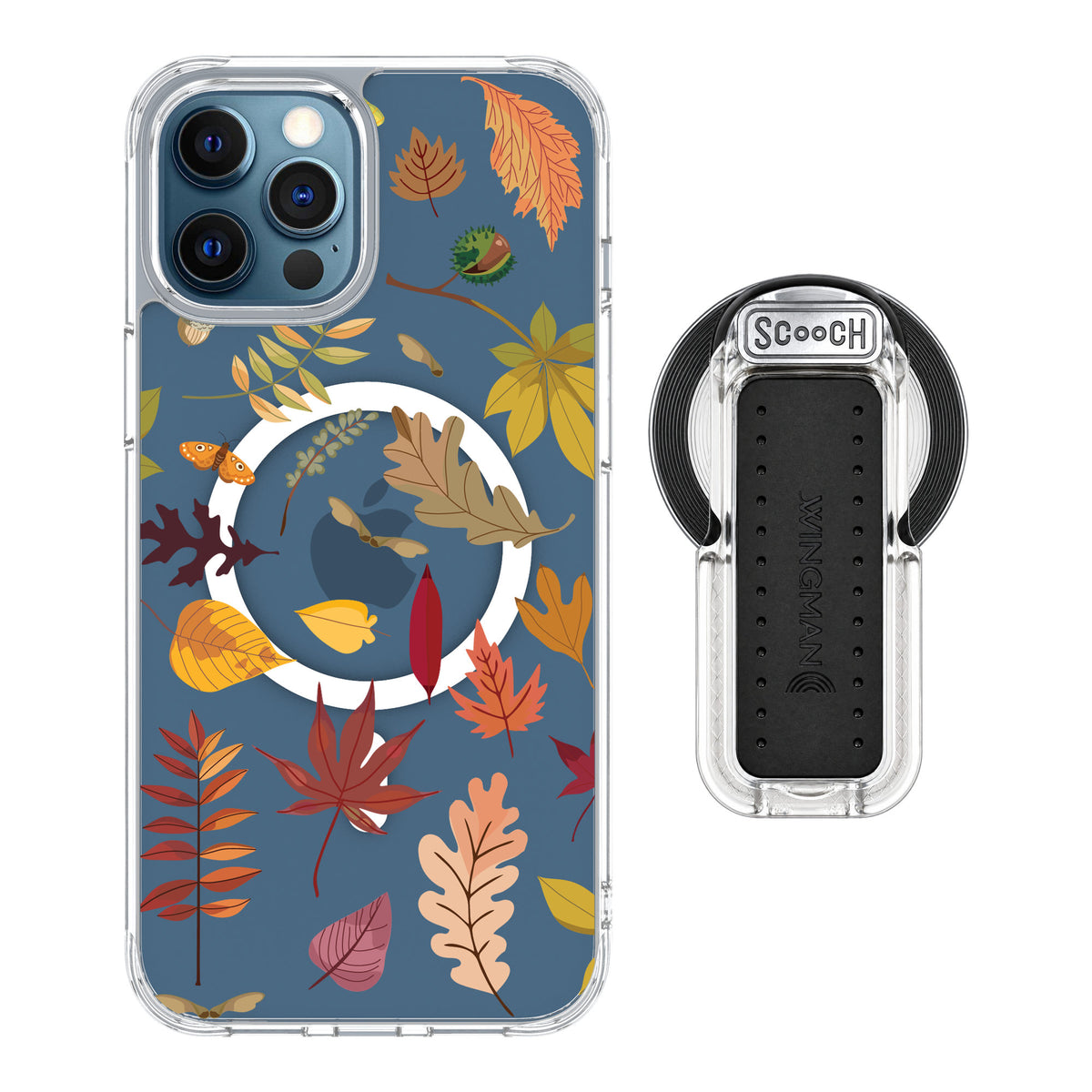 Scooch MagCase Autumn Leaves for iPhone 12 Pro — MagSafe Wingback Bundle - Clear