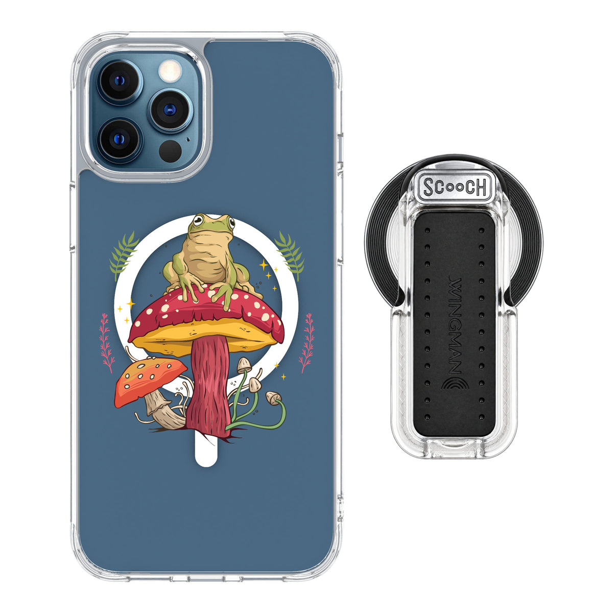 Scooch MagCase Toadstool Frog for iPhone 12 Pro — MagSafe Wingback Bundle - Clear