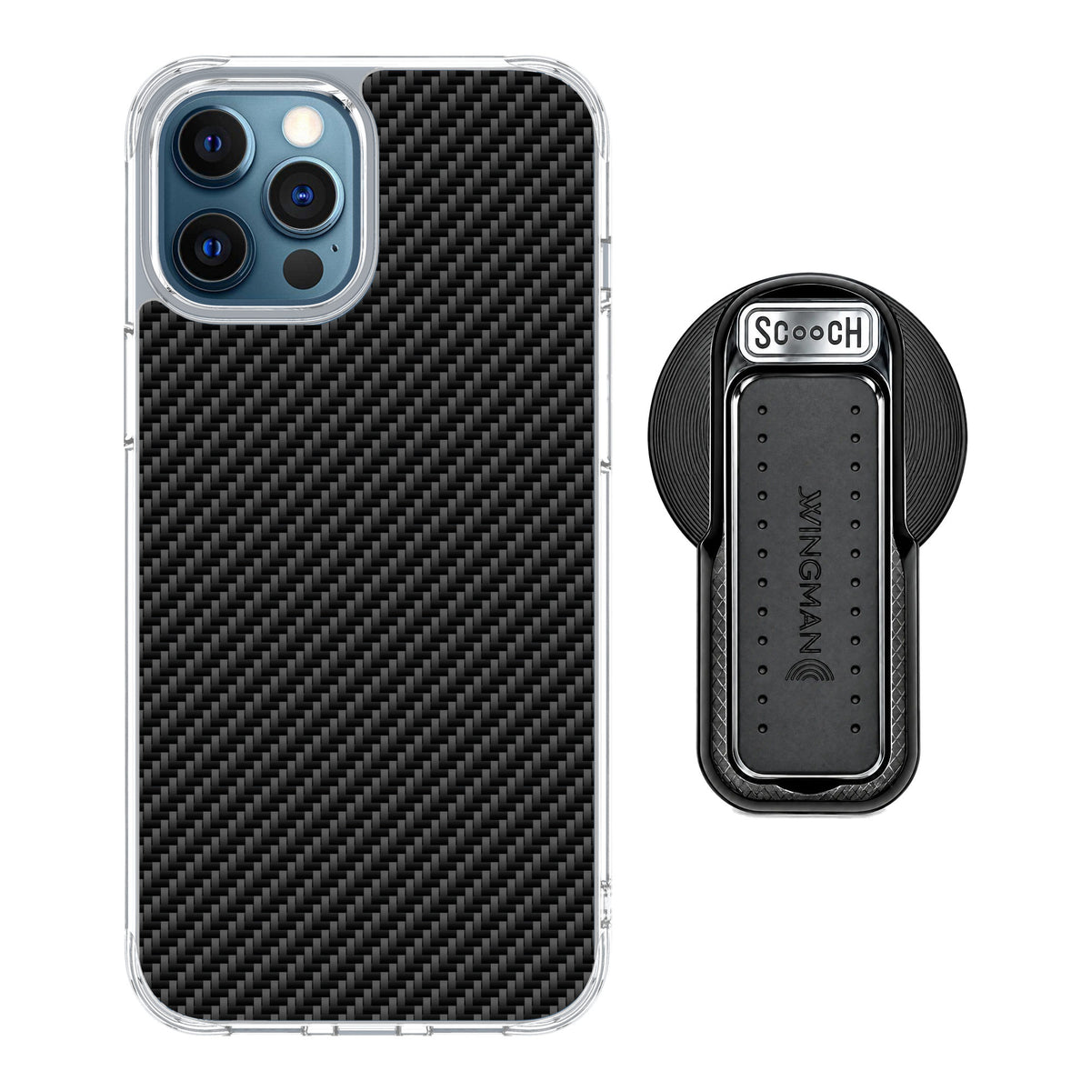 Scooch MagCase Carbon Fiber for iPhone 12 Pro — MagSafe Wingback Bundle - Black