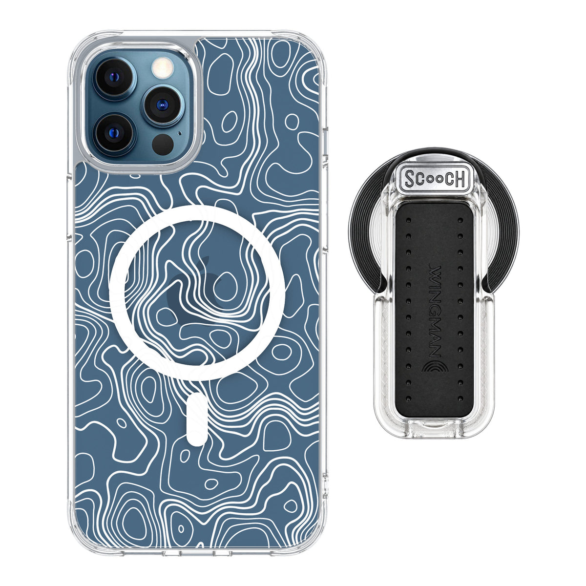 Scooch MagCase Topography for iPhone 12 Pro — MagSafe Wingback Bundle - Clear