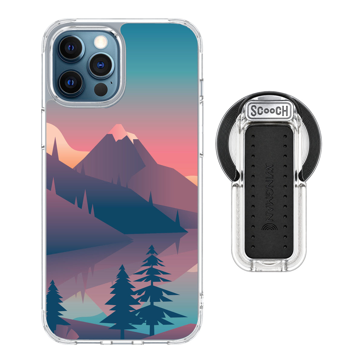 Scooch MagCase Mountain Range for iPhone 12 Pro — MagSafe Wingback Bundle - Clear