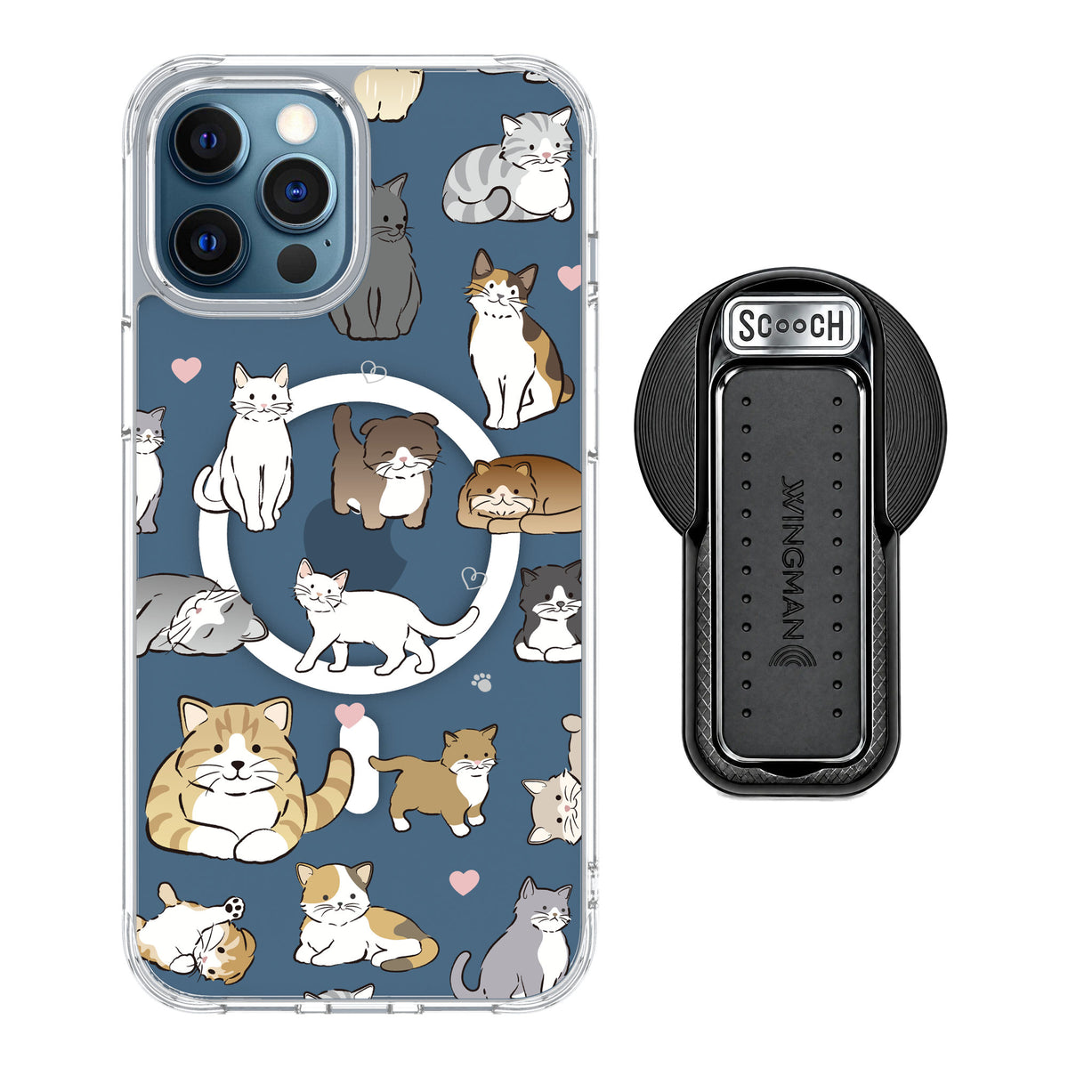 Scooch MagCase Cat Party for iPhone 12 Pro Max — MagSafe Wingback Bundle - Black