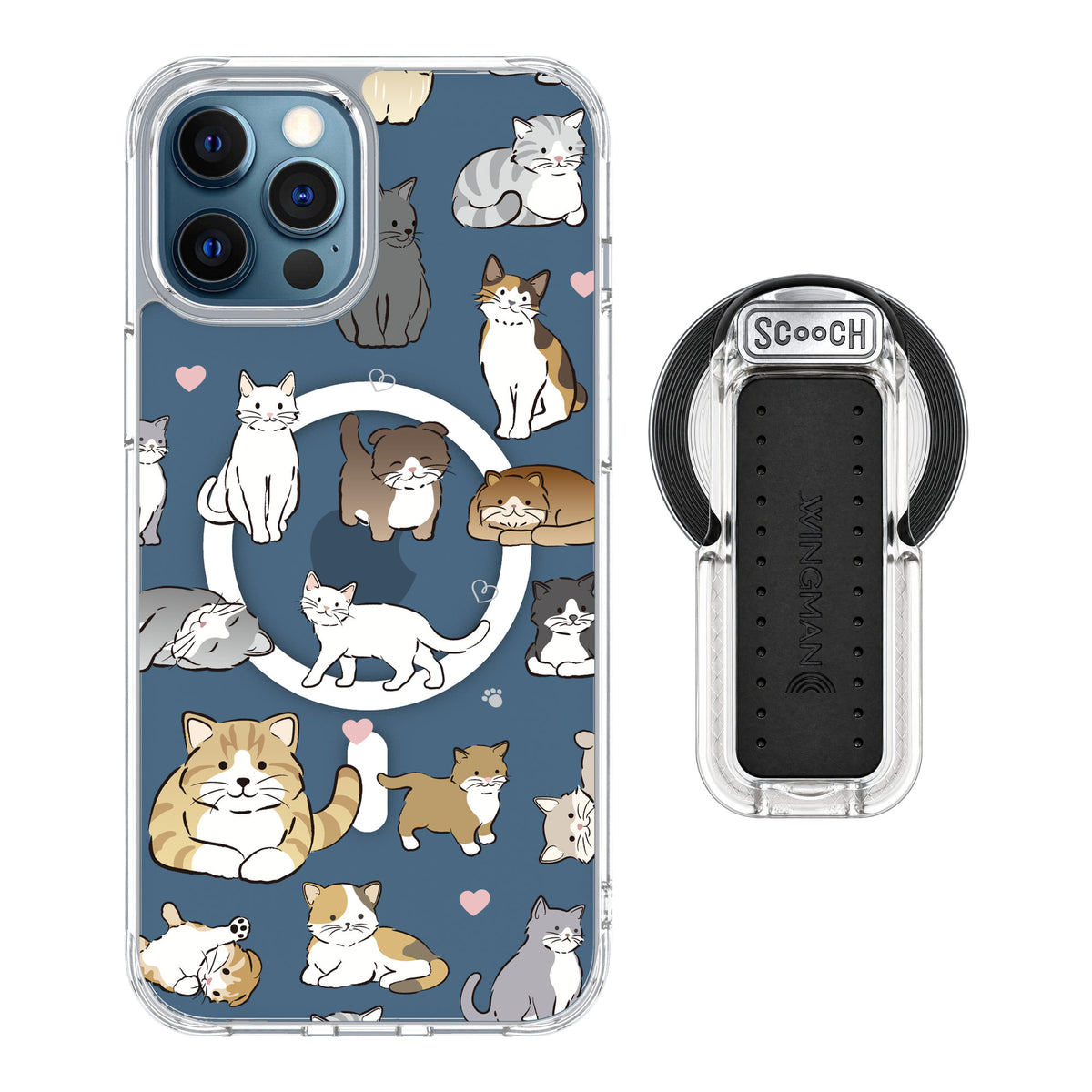 Scooch MagCase Cat Party for iPhone 12 Pro Max — MagSafe Wingback Bundle - Clear