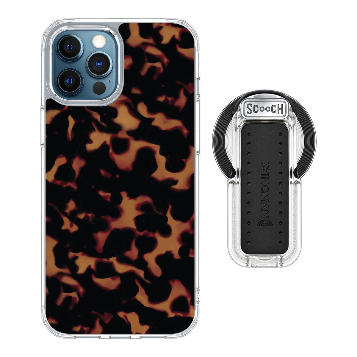 Scooch MagCase Tortoise Shell for iPhone 12 Pro — MagSafe Wingback Bundle - Clear