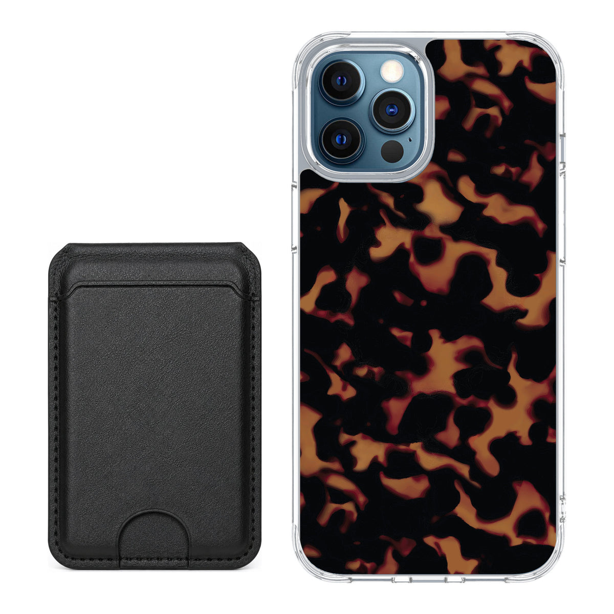 Scooch MagCase Tortoise Shell for iPhone 12 Pro — Black MagWallet Bundle