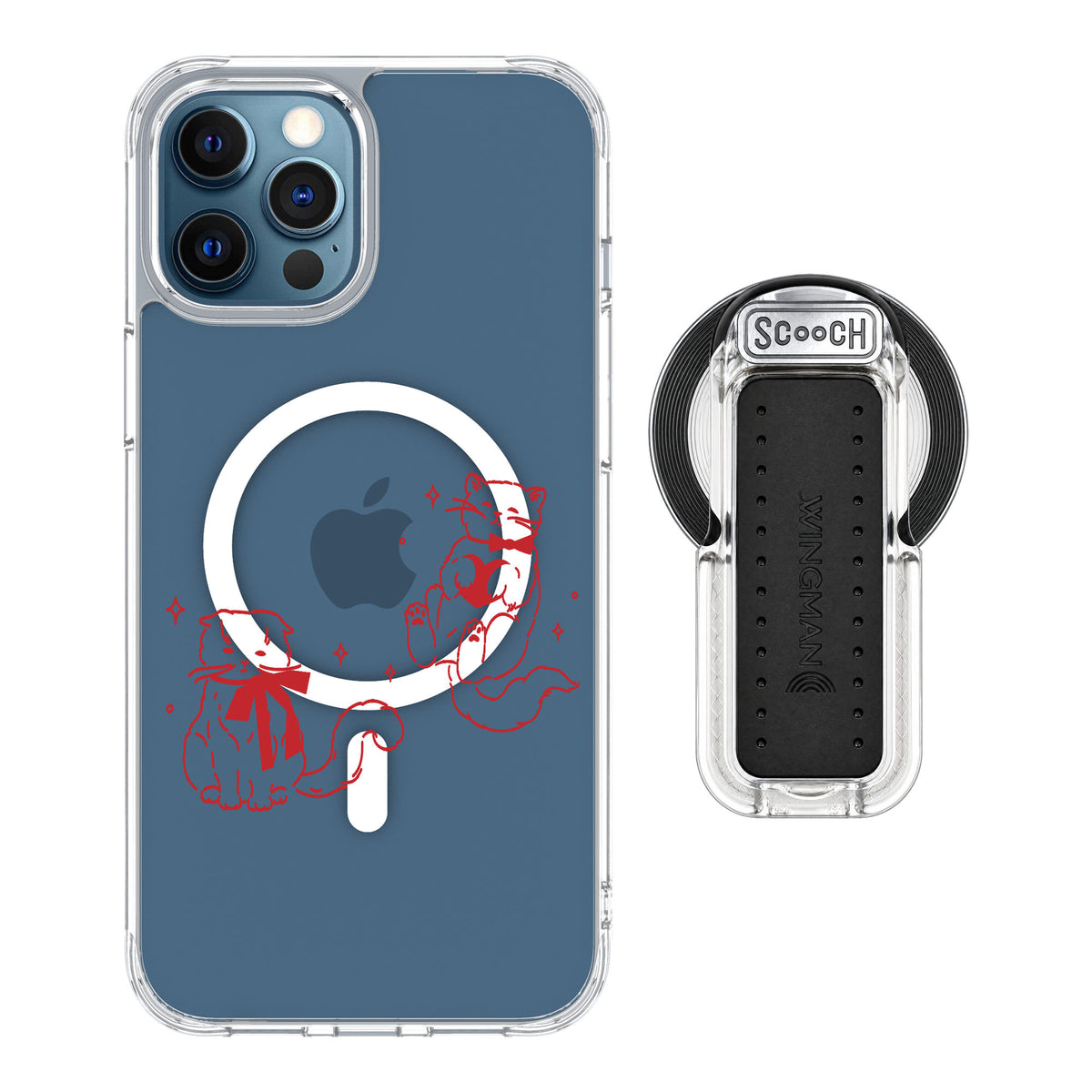 Scooch MagCase Cupid's Cats for iPhone 12 Pro — MagSafe Wingback Bundle - Clear