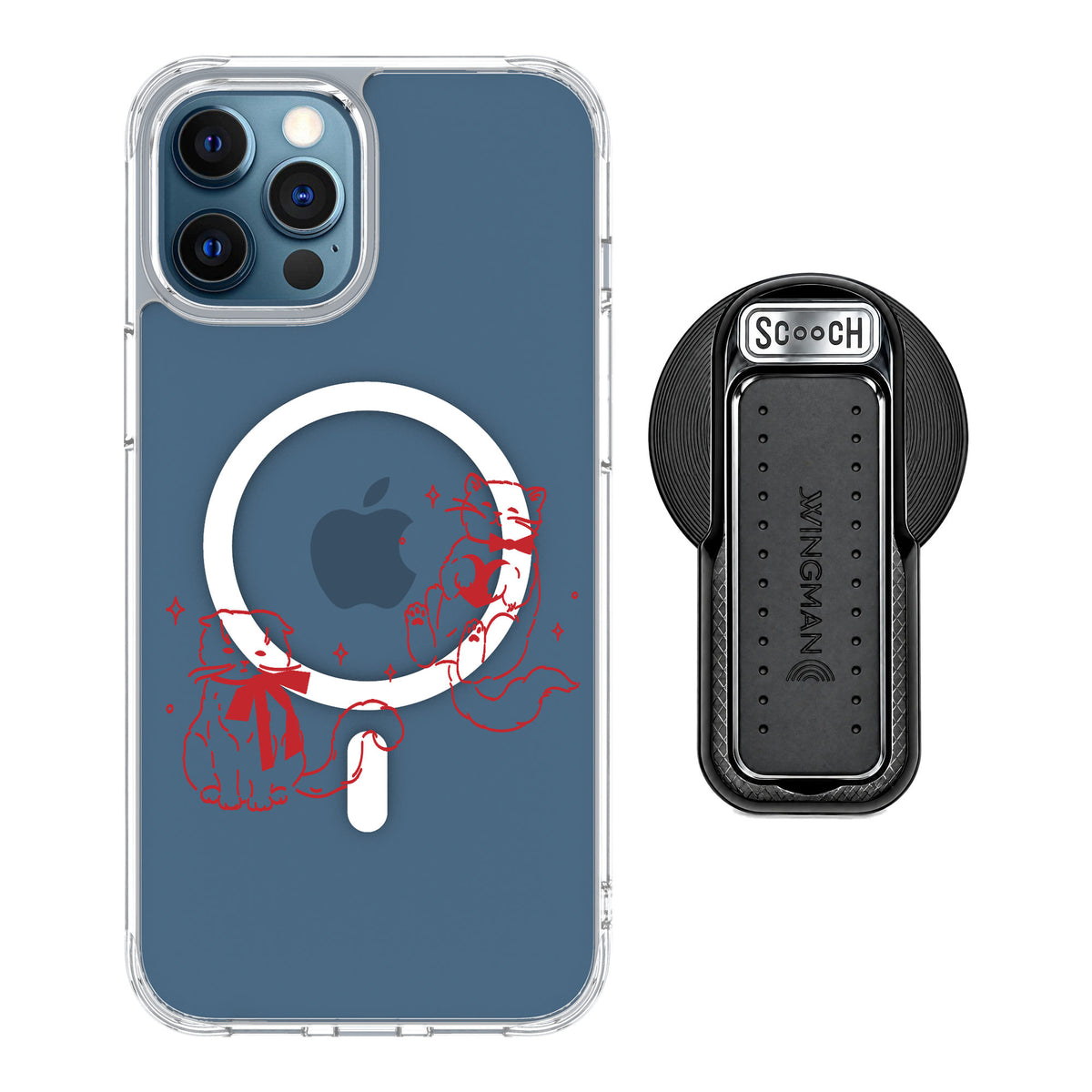 Scooch MagCase Cupid's Cats for iPhone 12 Pro — MagSafe Wingback Bundle - Black