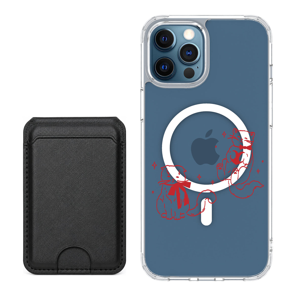 Scooch MagCase Cupid's Cats for iPhone 12 Pro — Black MagWallet Bundle