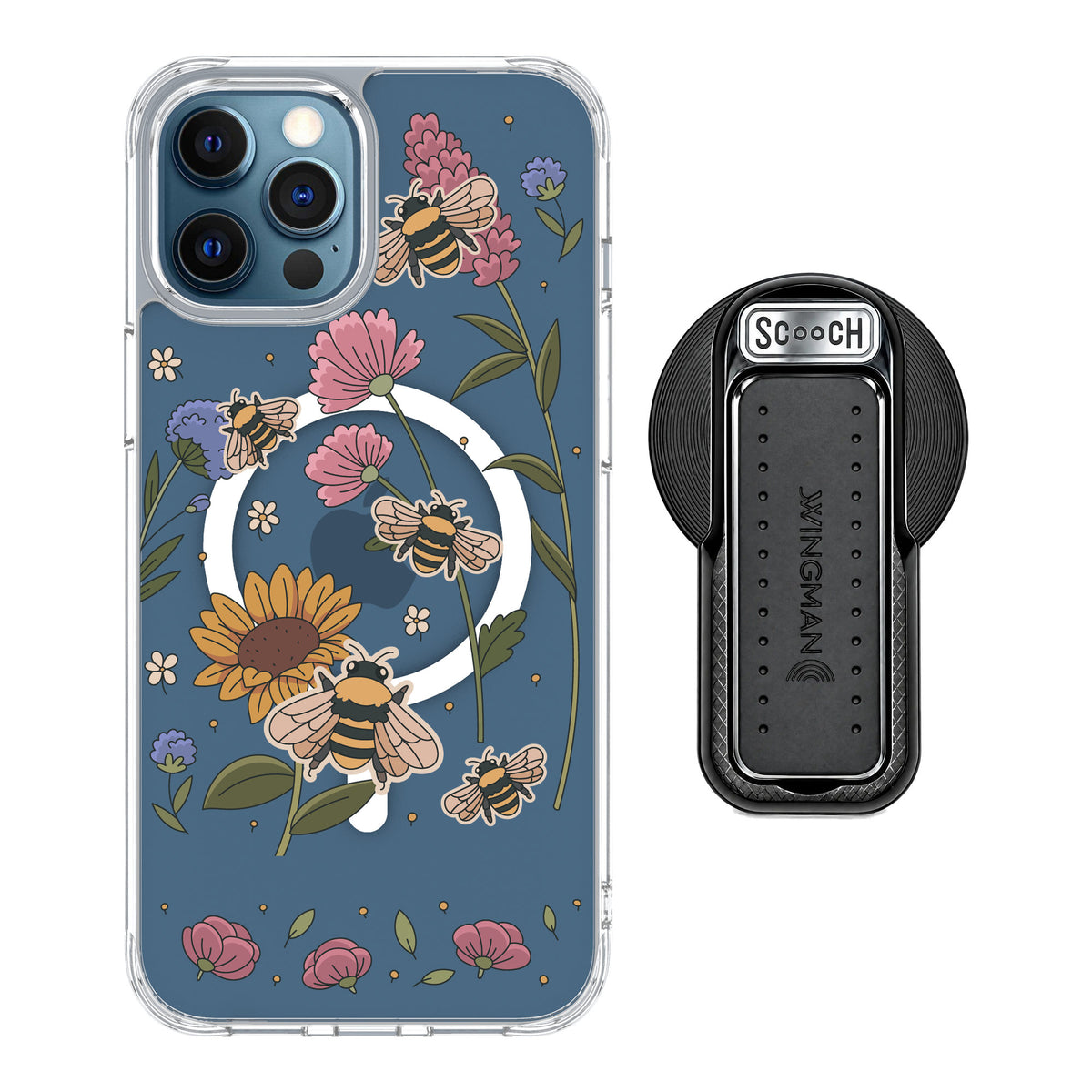 Scooch MagCase Bee Happy for iPhone 12 Pro — MagSafe Wingback Bundle - Black