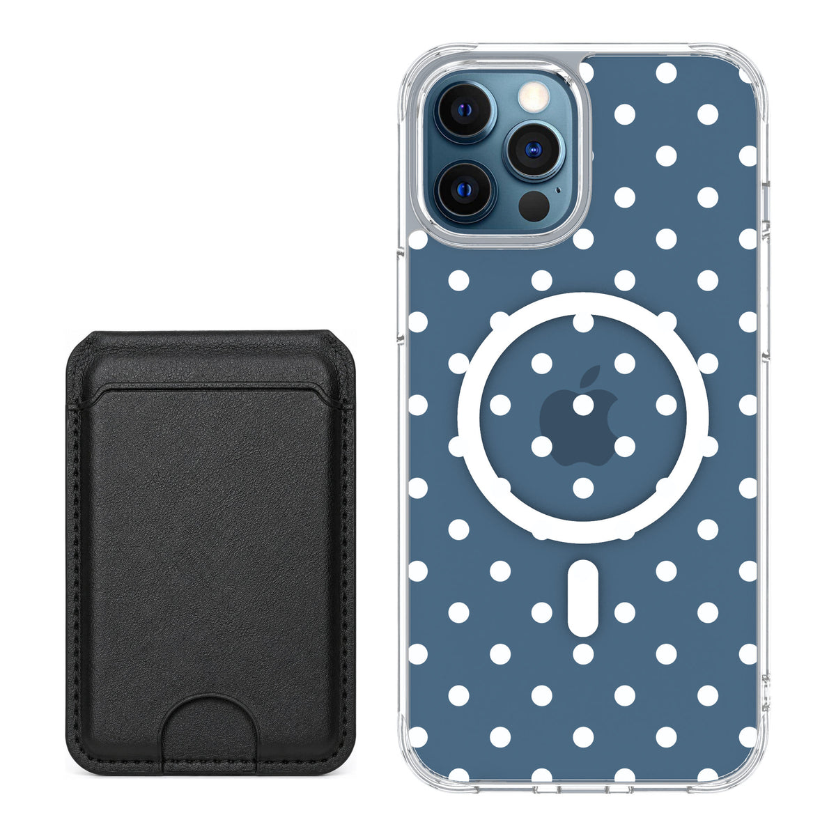 Scooch MagCase Polka Dots for iPhone 12 Pro — Black MagWallet Bundle