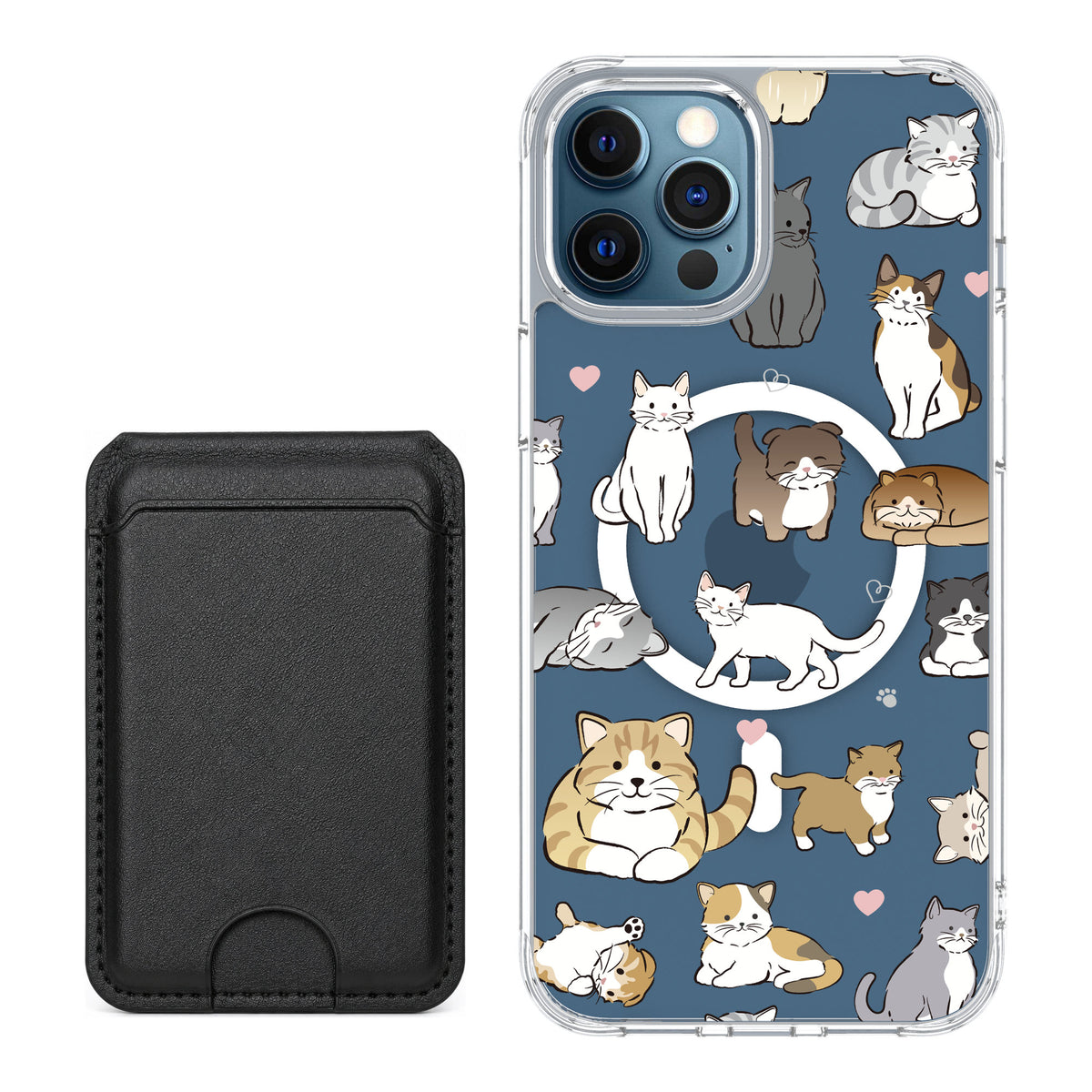 Scooch MagCase Cat Party for iPhone 12 Pro — Black MagWallet Bundle