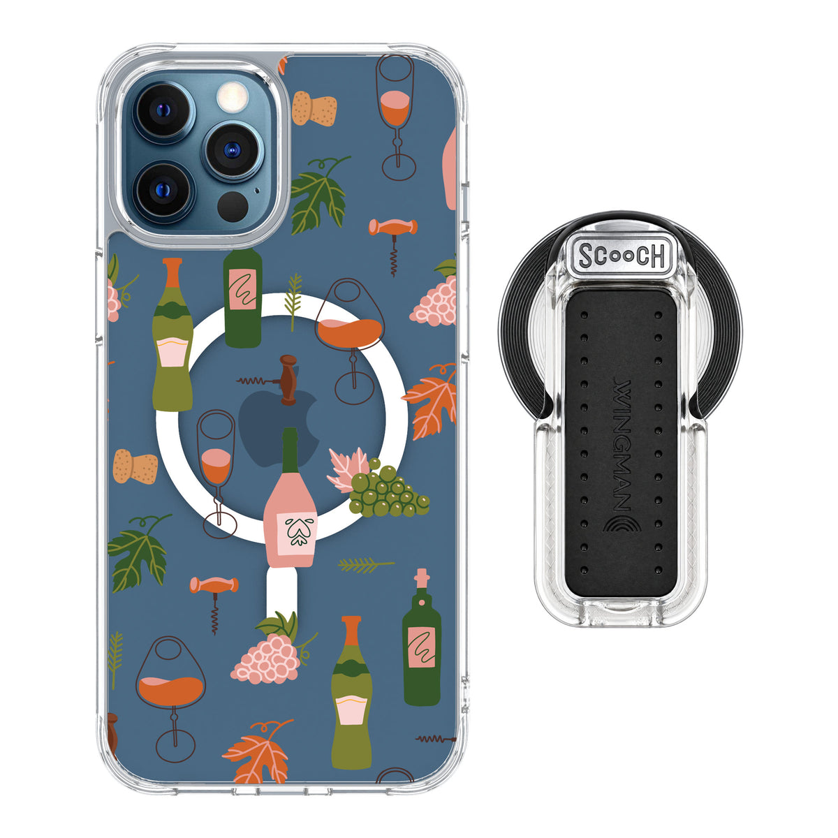 Scooch MagCase Vino Vibes for iPhone 12 Pro — MagSafe Wingback Bundle - Clear