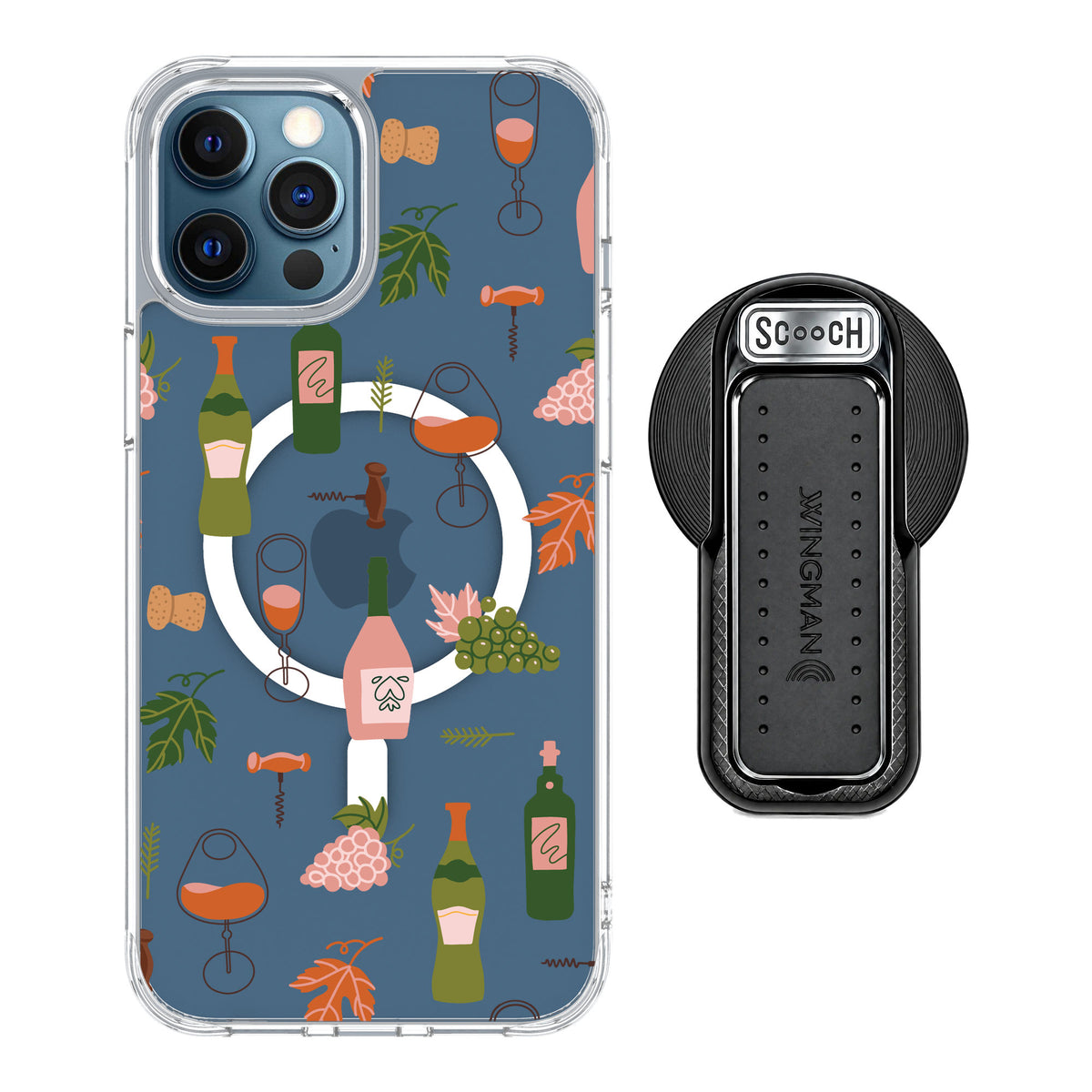 Scooch MagCase Vino Vibes for iPhone 12 Pro — MagSafe Wingback Bundle - Black