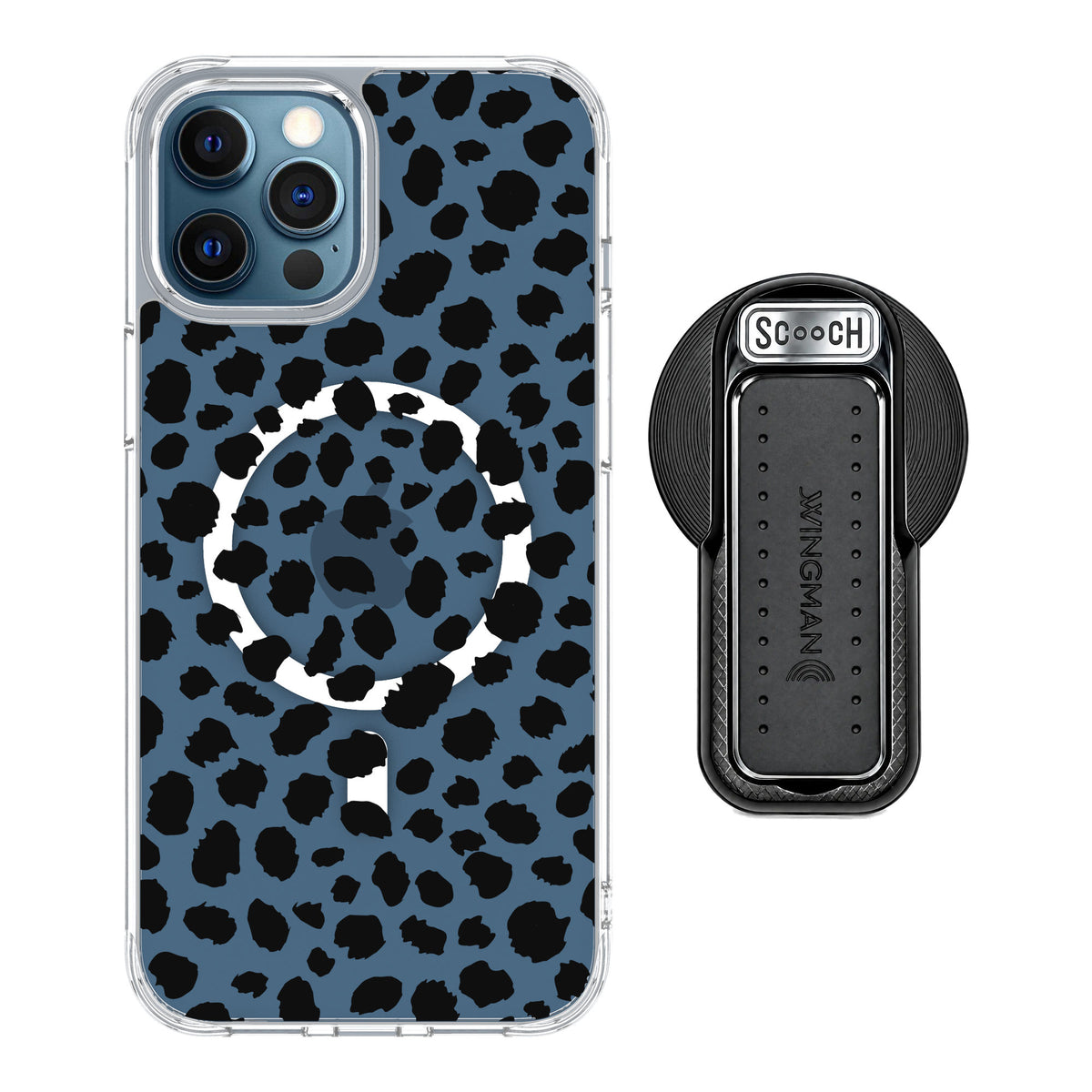 Scooch MagCase Black Leopard for iPhone 12 Pro — MagSafe Wingback Bundle - Black