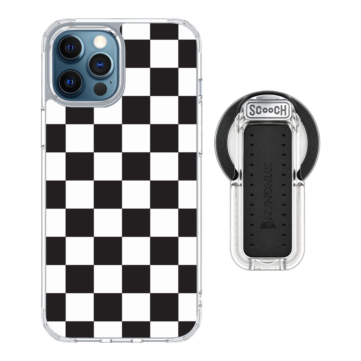 Scooch MagCase Checkered for iPhone 12 Pro — MagSafe Wingback Bundle - Clear